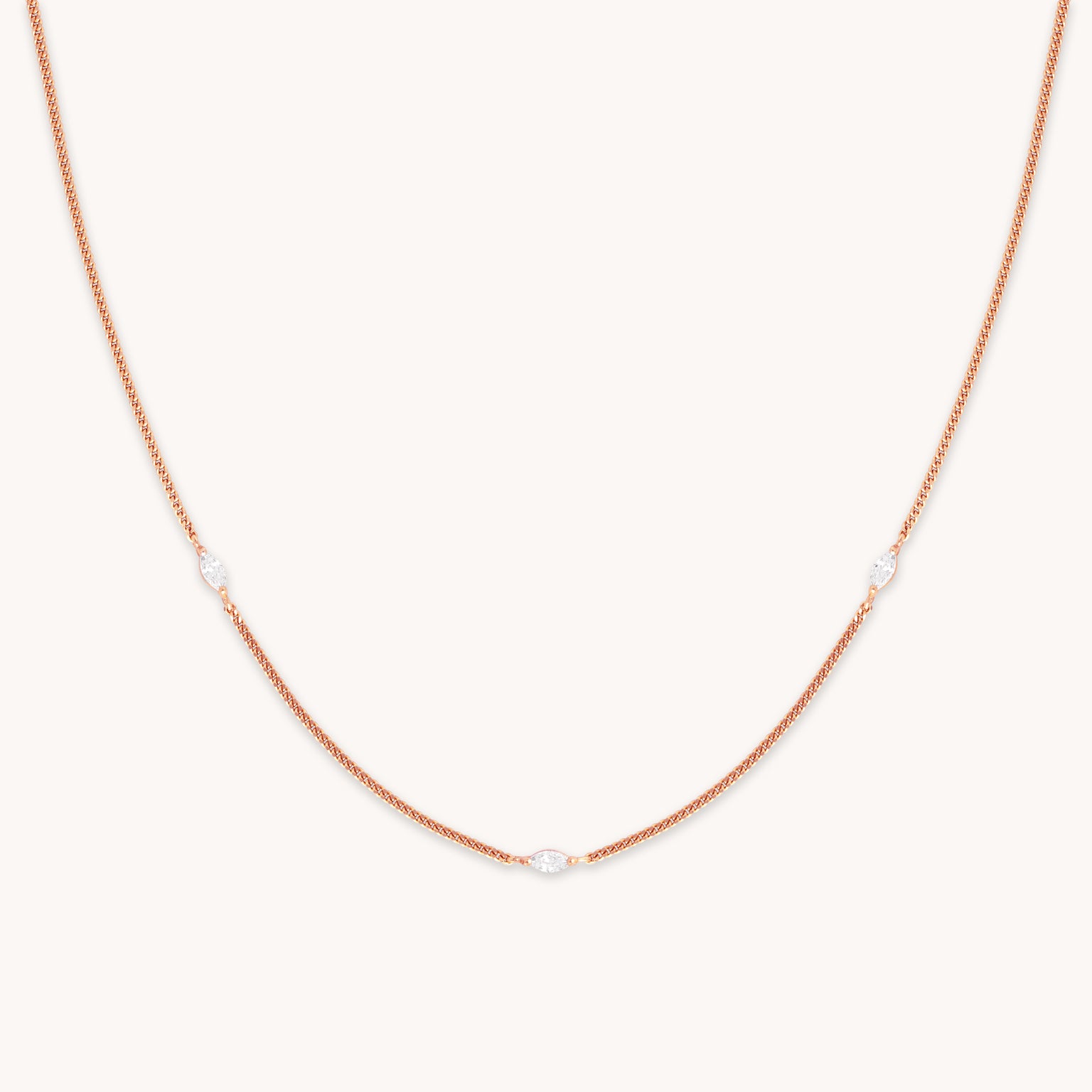 Station Navette Crystal Necklace in Rose Gold