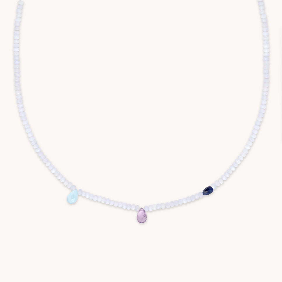 18k Gold Plated Jewellery - Agate Charm Beaded Necklace in Gold - Necklaces - Astrid & Miyu