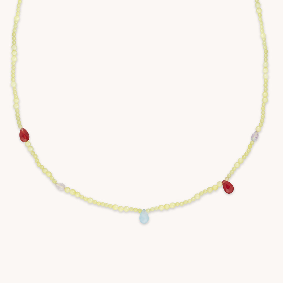 18k Gold Plated Jewellery - Lemon Jade Charm Beaded Necklace in Gold - Bracelet - Astrid & Miyu
