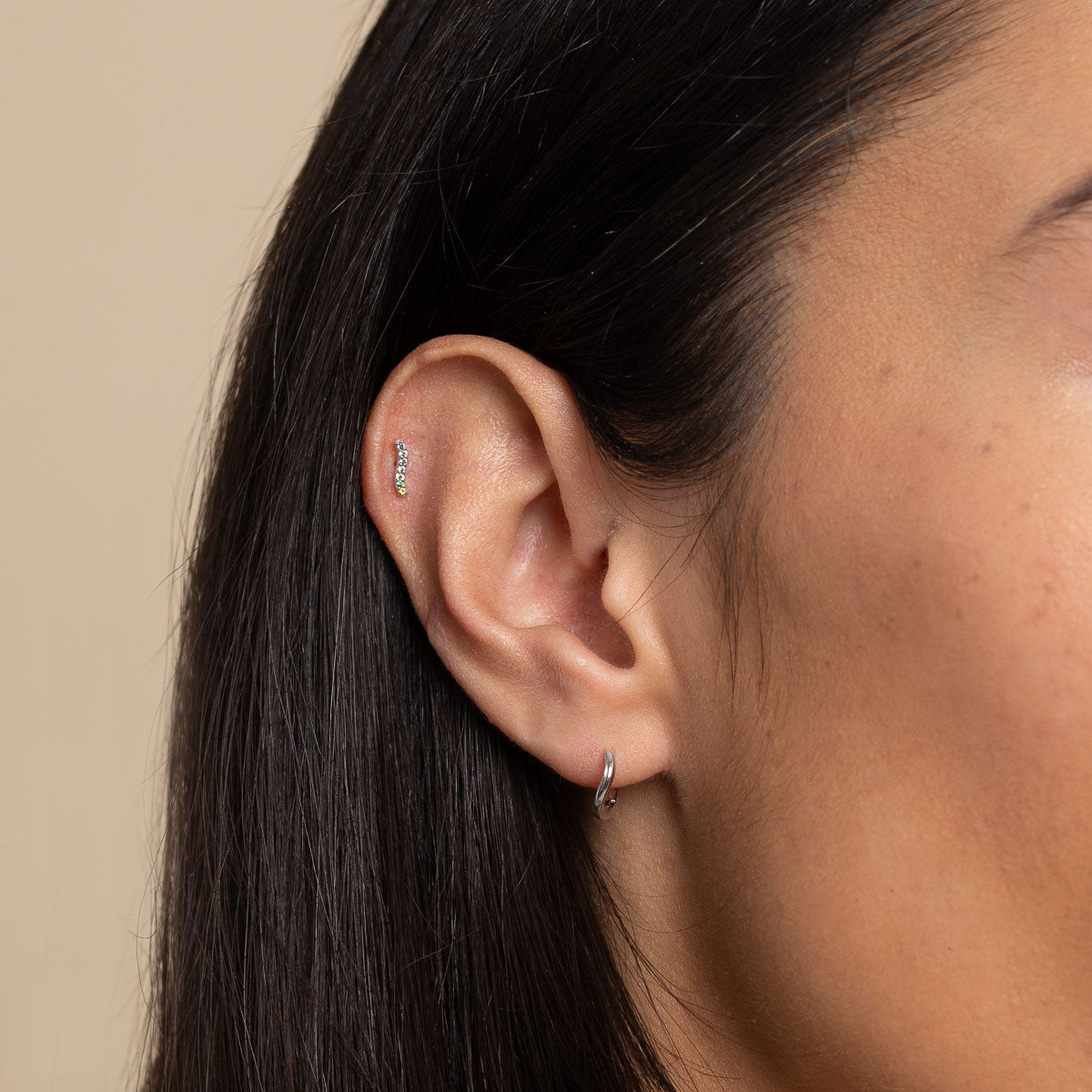 Daith Piercing Jewellery - Ombré Wave Piercing Stud in Solid White Gold - Piercing Stud - Astrid & Miyu