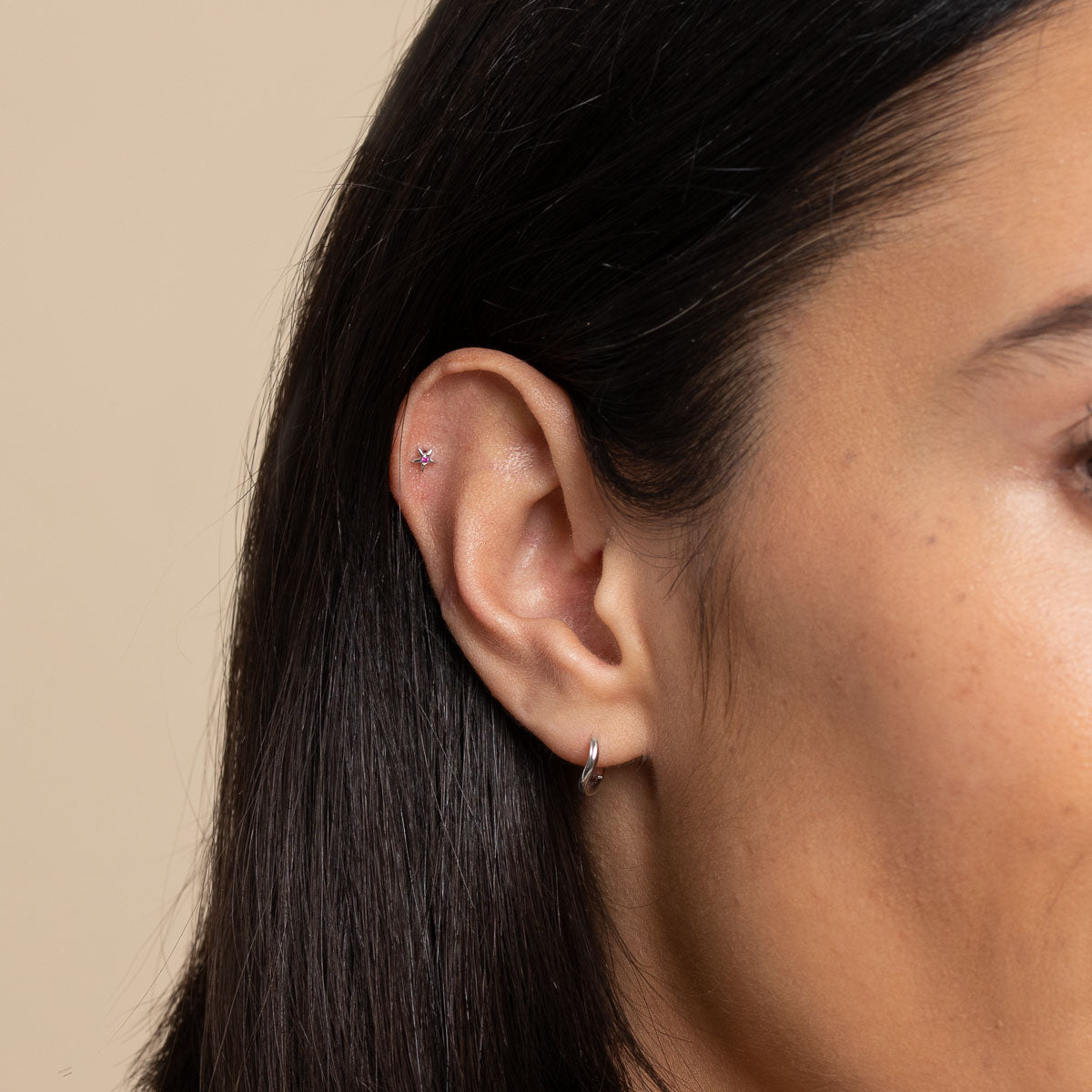 Daith Piercing Jewellery - Starfish Piercing Stud in Solid White Gold - Piercing Stud - Astrid & Miyu