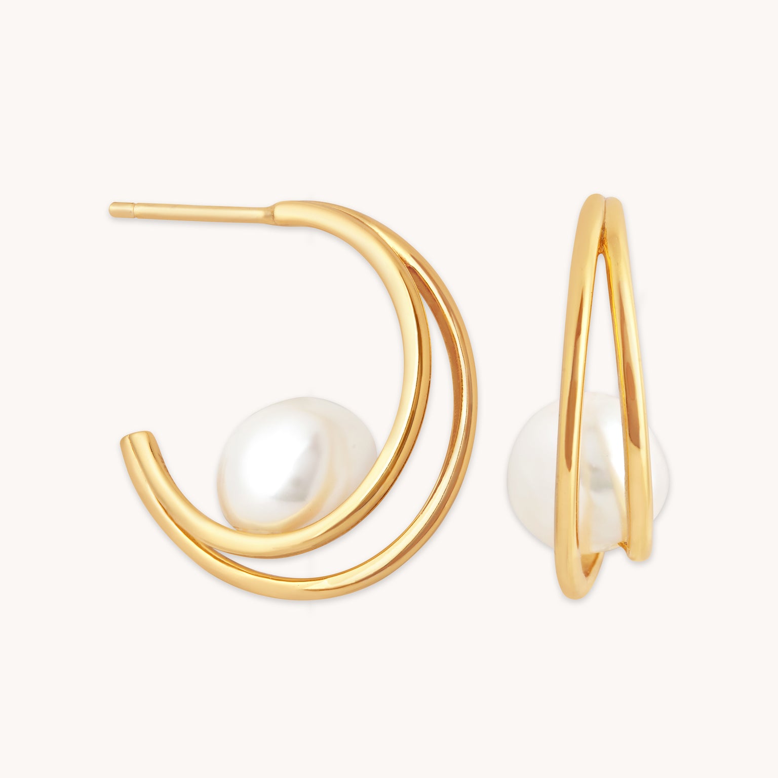 Opulent Pearl Hoops in Gold