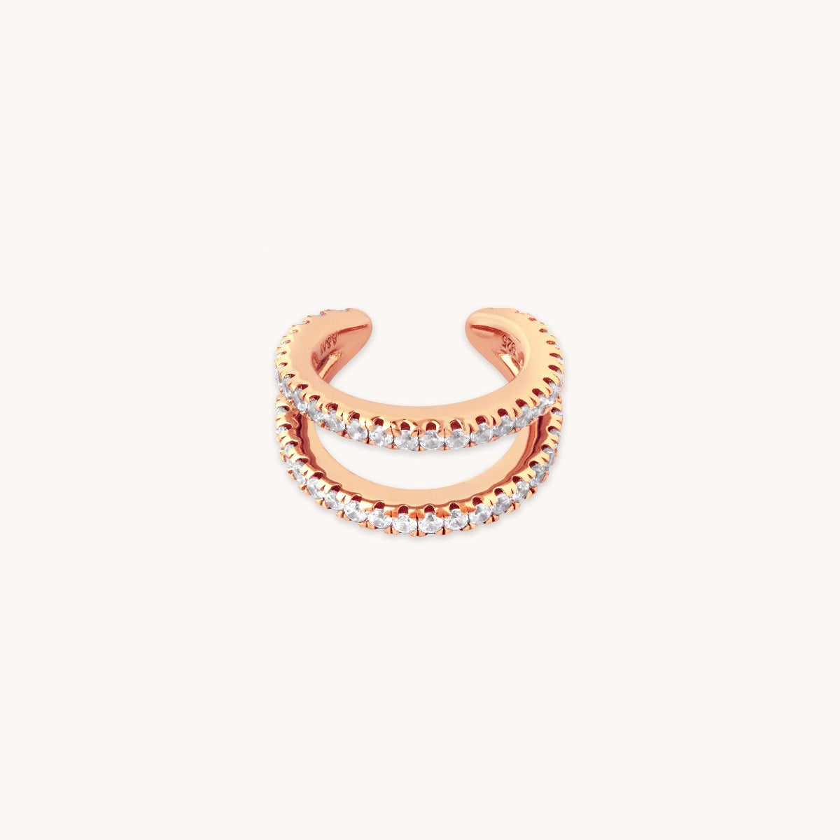Illusion Double Crystal Ear Cuff in Rose Gold