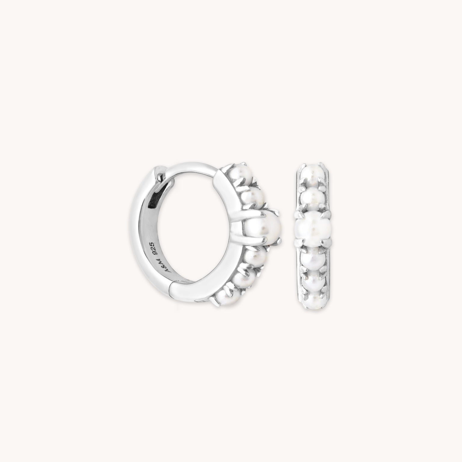 Radiant Pearl Huggies in Silver