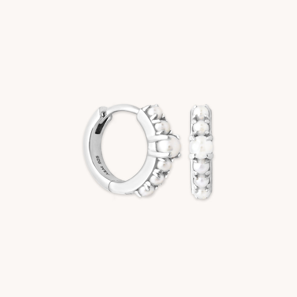 Radiant Pearl Huggies in Silver