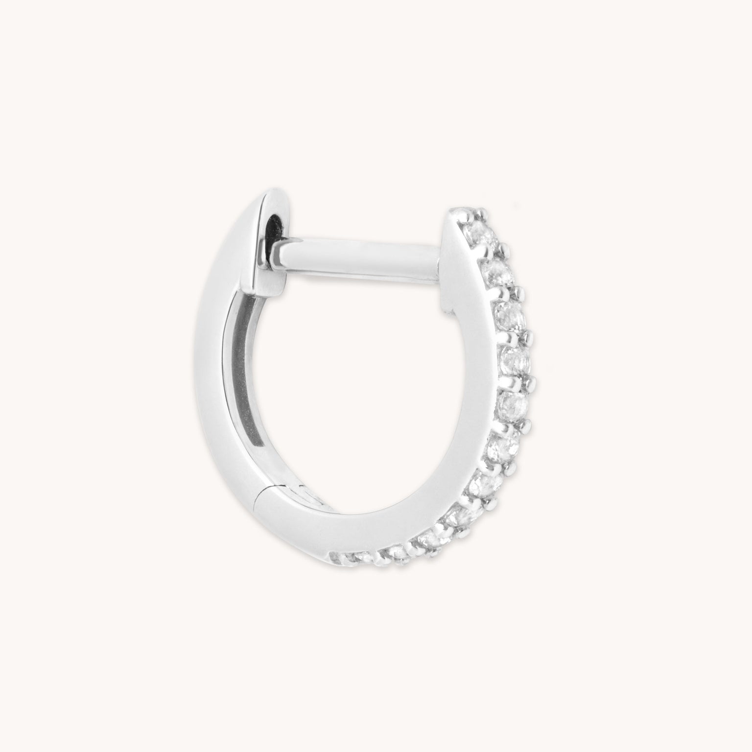 Earrings - Gem Piercing Hoop in Solid White Gold - Piercing Hoop - Astrid & Miyu
