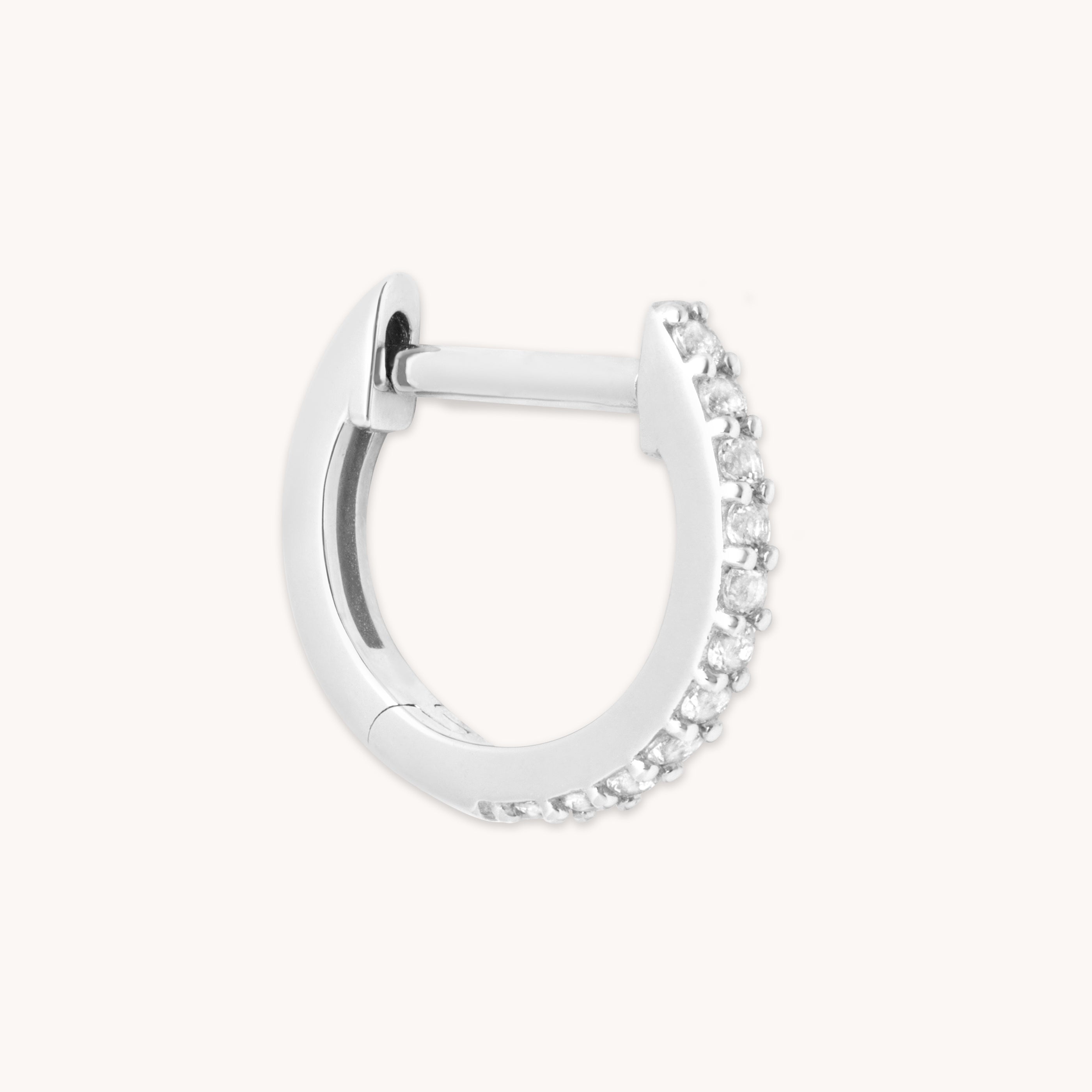 Earrings - Gem Piercing Hoop in Solid White Gold - Piercing Hoop - Astrid & Miyu