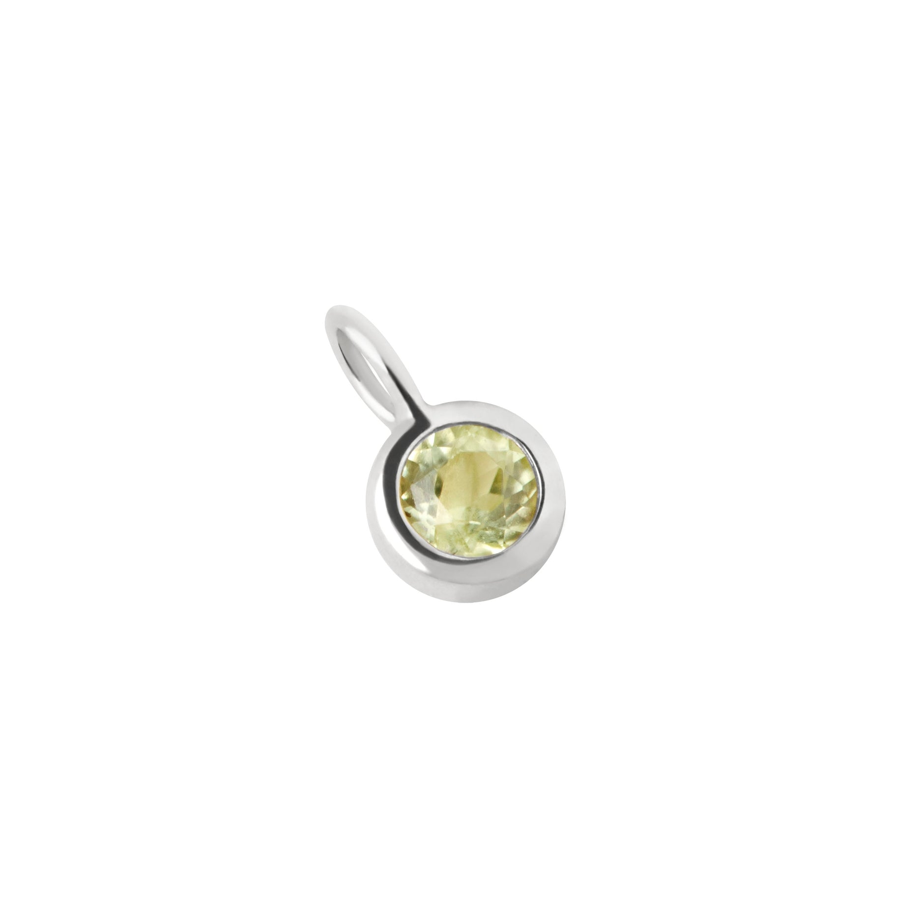 Birthstone Charms - Peridot Affirmation Charm 9k White Gold - Welding Charm - Astrid & Miyu