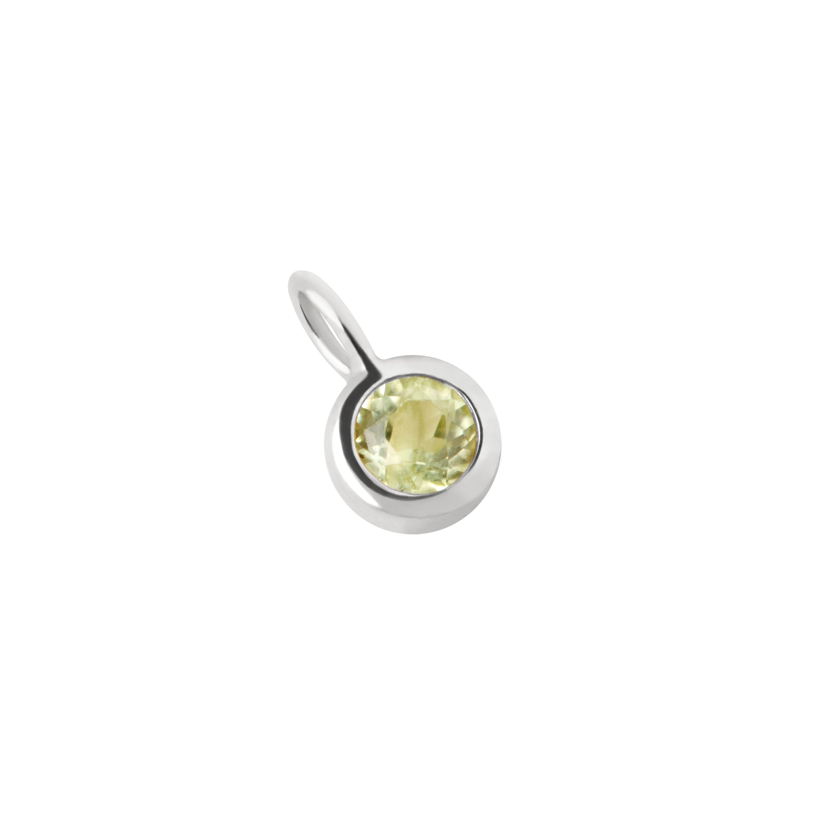 Birthstone Charms - Peridot Affirmation Charm 9k White Gold - Welding Charm - Astrid & Miyu