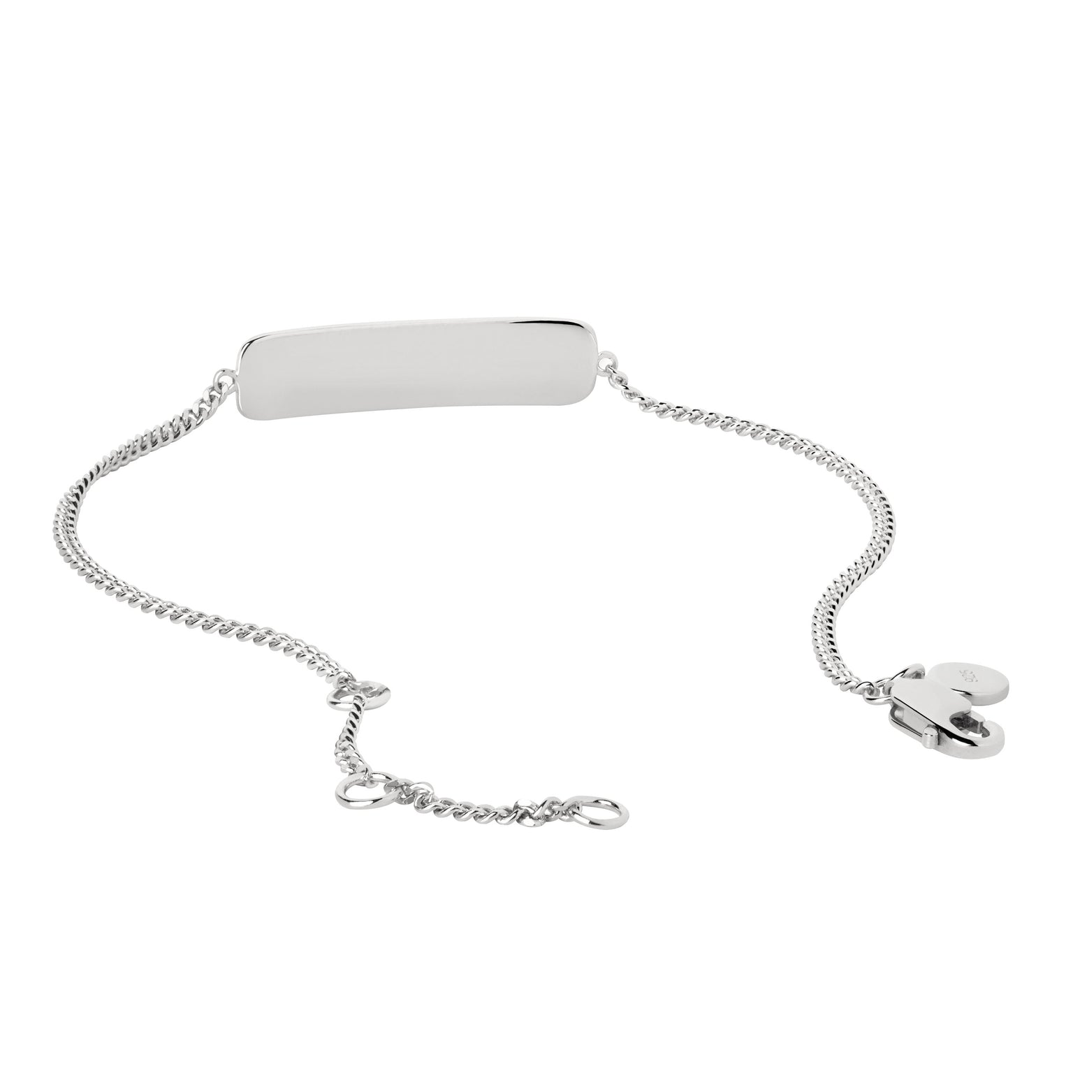 Etched ID Bracelet in Silver flat lay