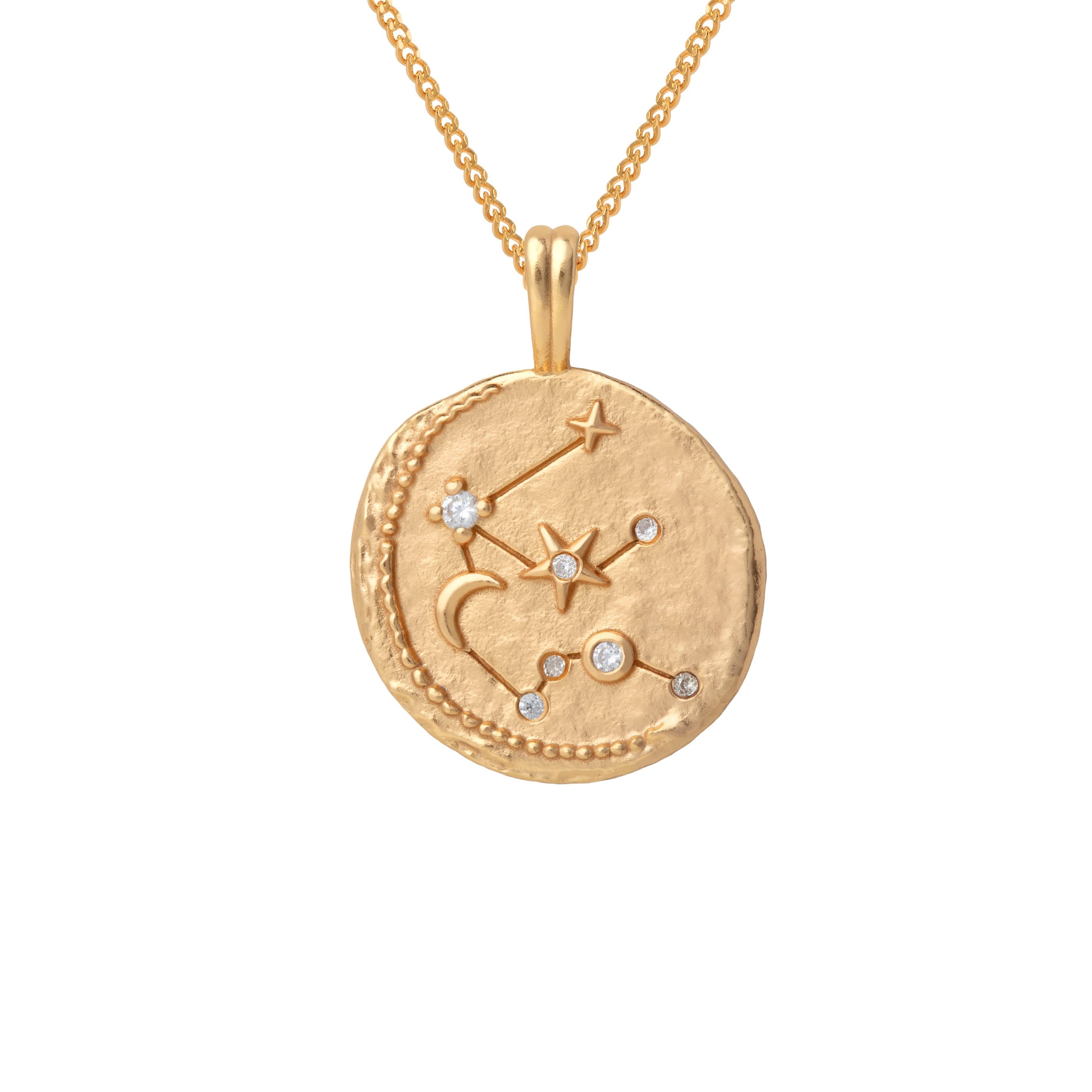 18k Gold Plated Jewellery - Aquarius Zodiac Pendant Necklace in Gold - Zodiac Pendant - Astrid & Miyu