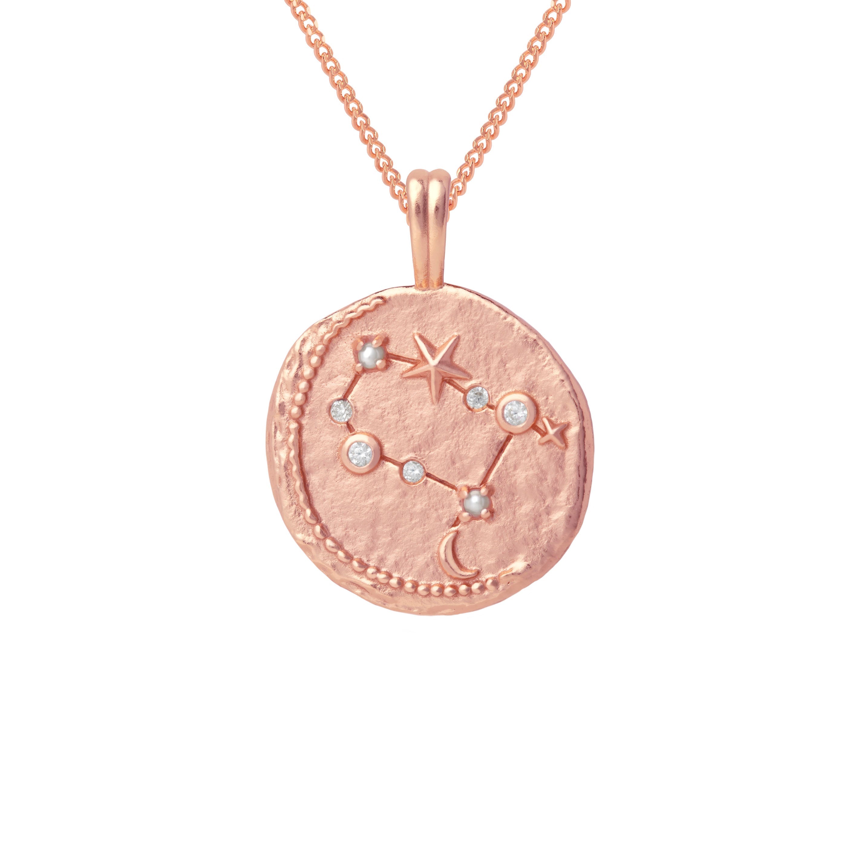 18k Rose Gold Plated Jewellery - Gemini Zodiac Pendant Necklace in Rose Gold - Zodiac Pendant - Astrid & Miyu