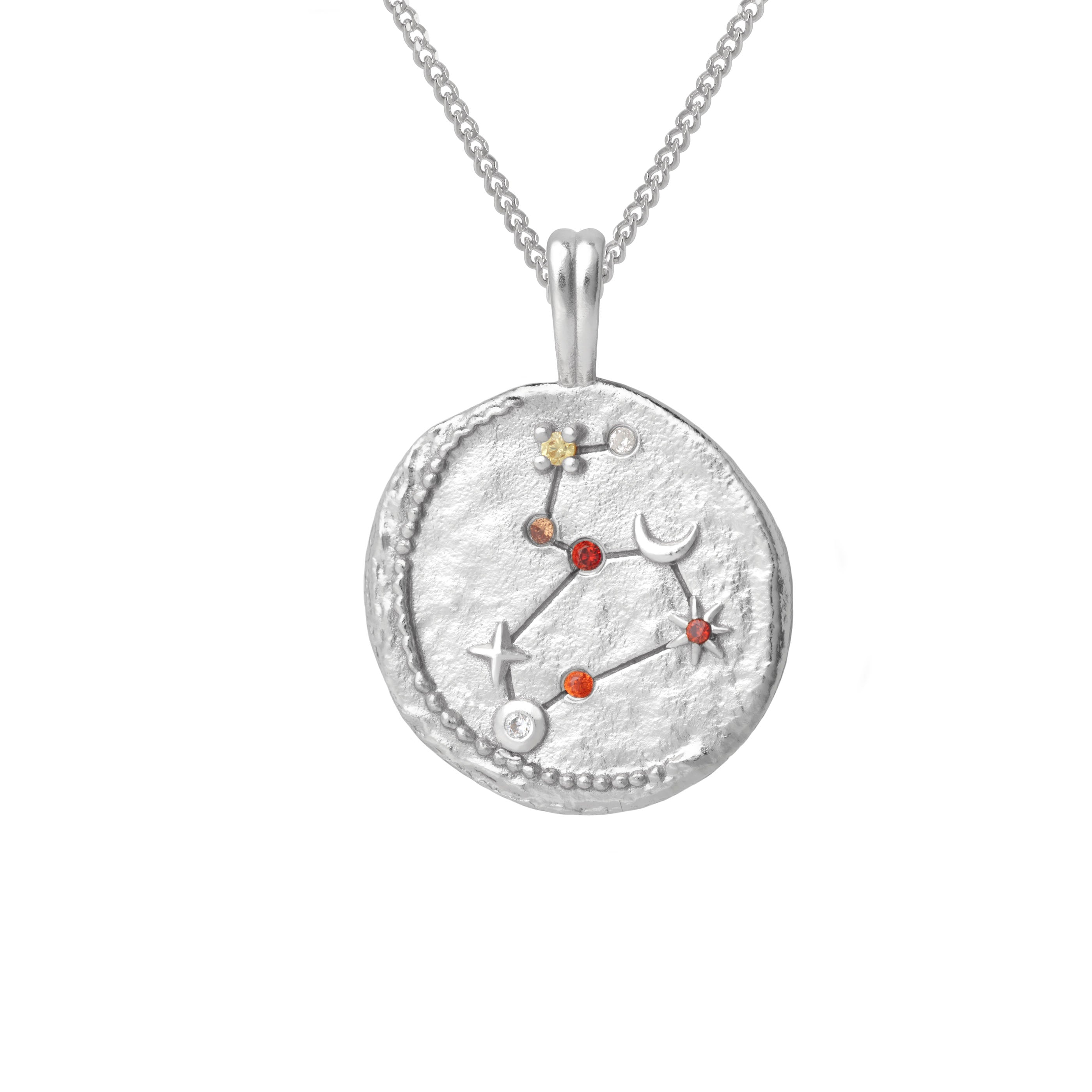 Gemstone Necklaces - Leo Zodiac Pendant Necklace in Silver - Zodiac Pendant - Astrid & Miyu