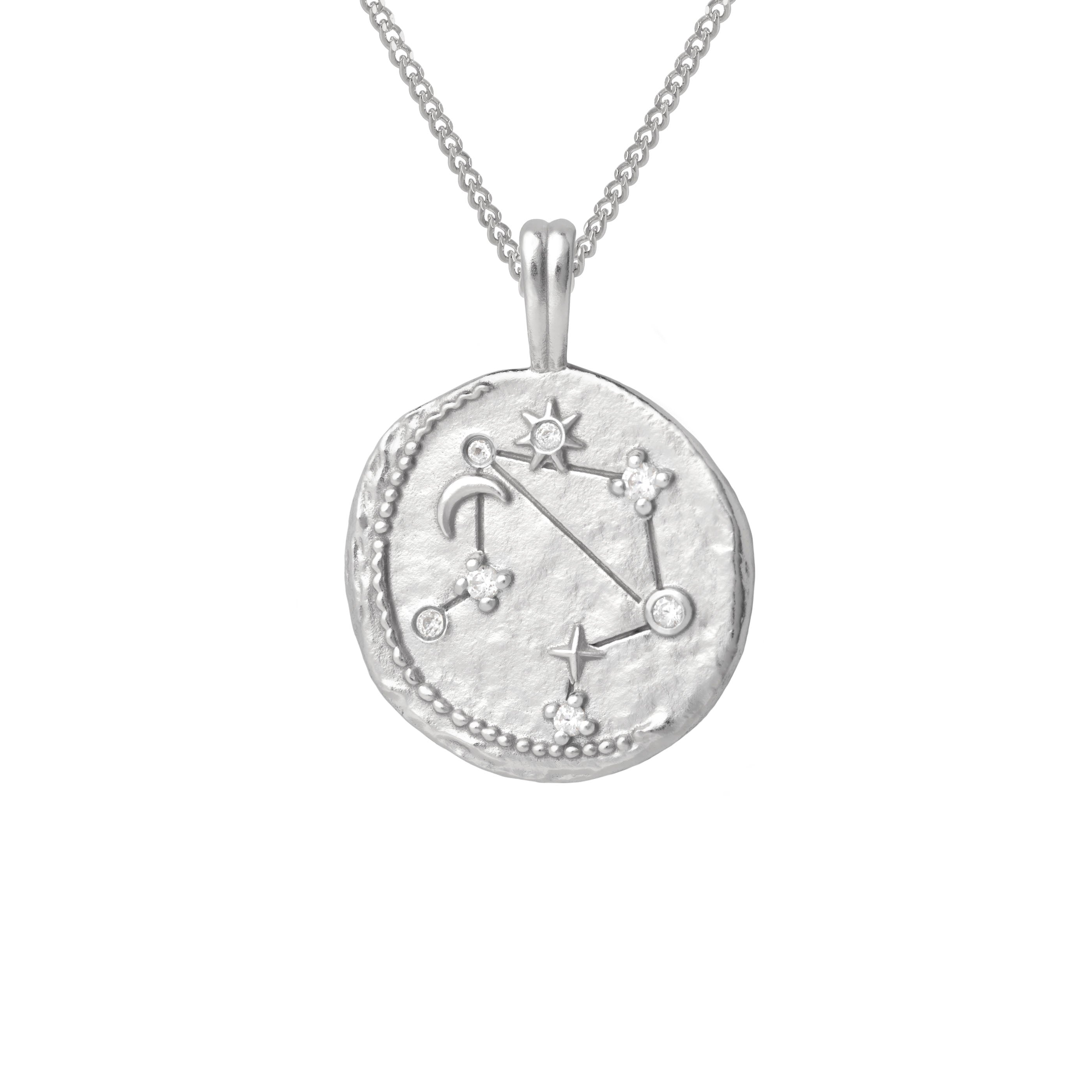 Gemstone Necklaces - Libra Zodiac Pendant Necklace in Silver - Zodiac Pendant - Astrid & Miyu