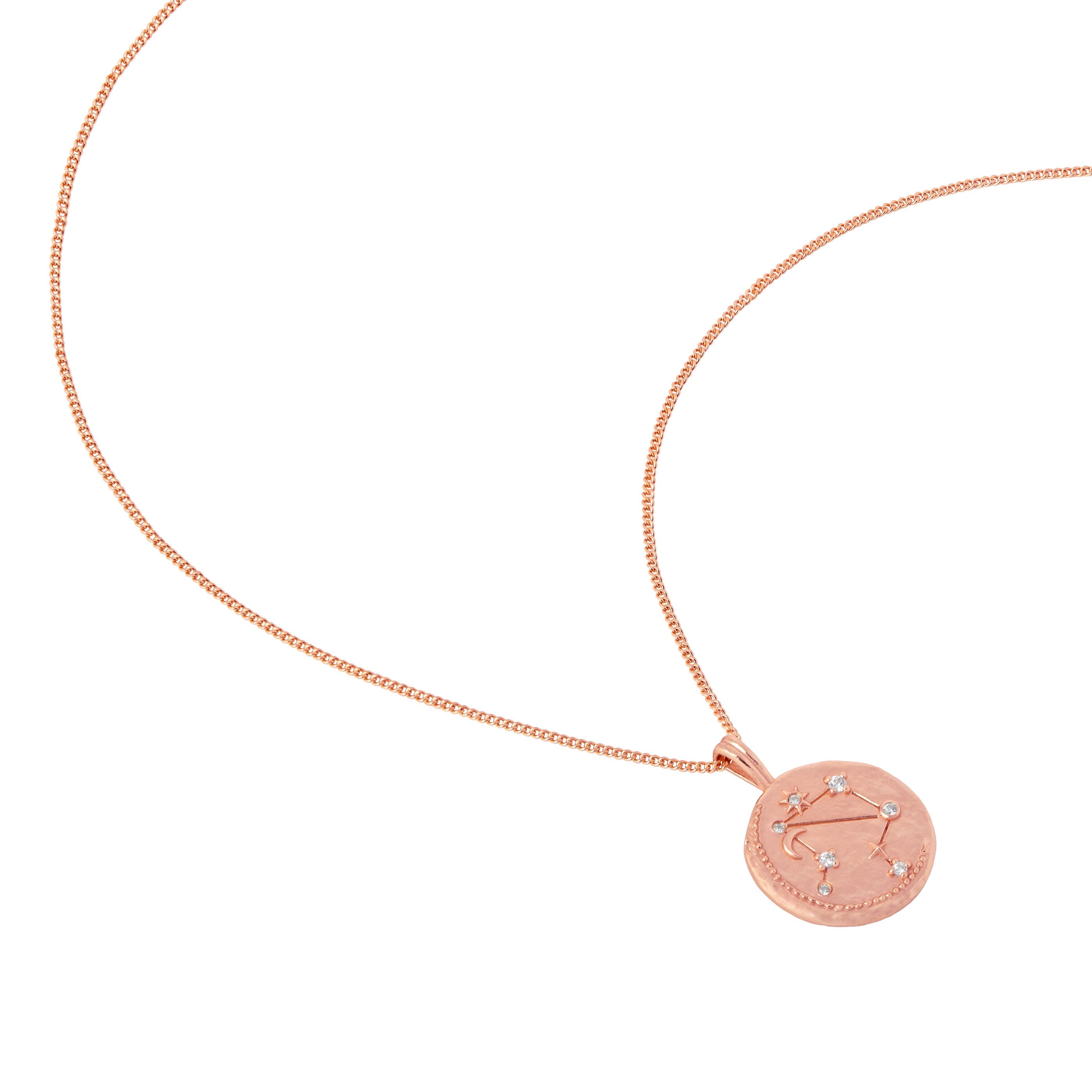 18k Rose Gold Plated Jewellery - Libra Zodiac Pendant Necklace in Rose Gold - Zodiac Pendant - Astrid & Miyu