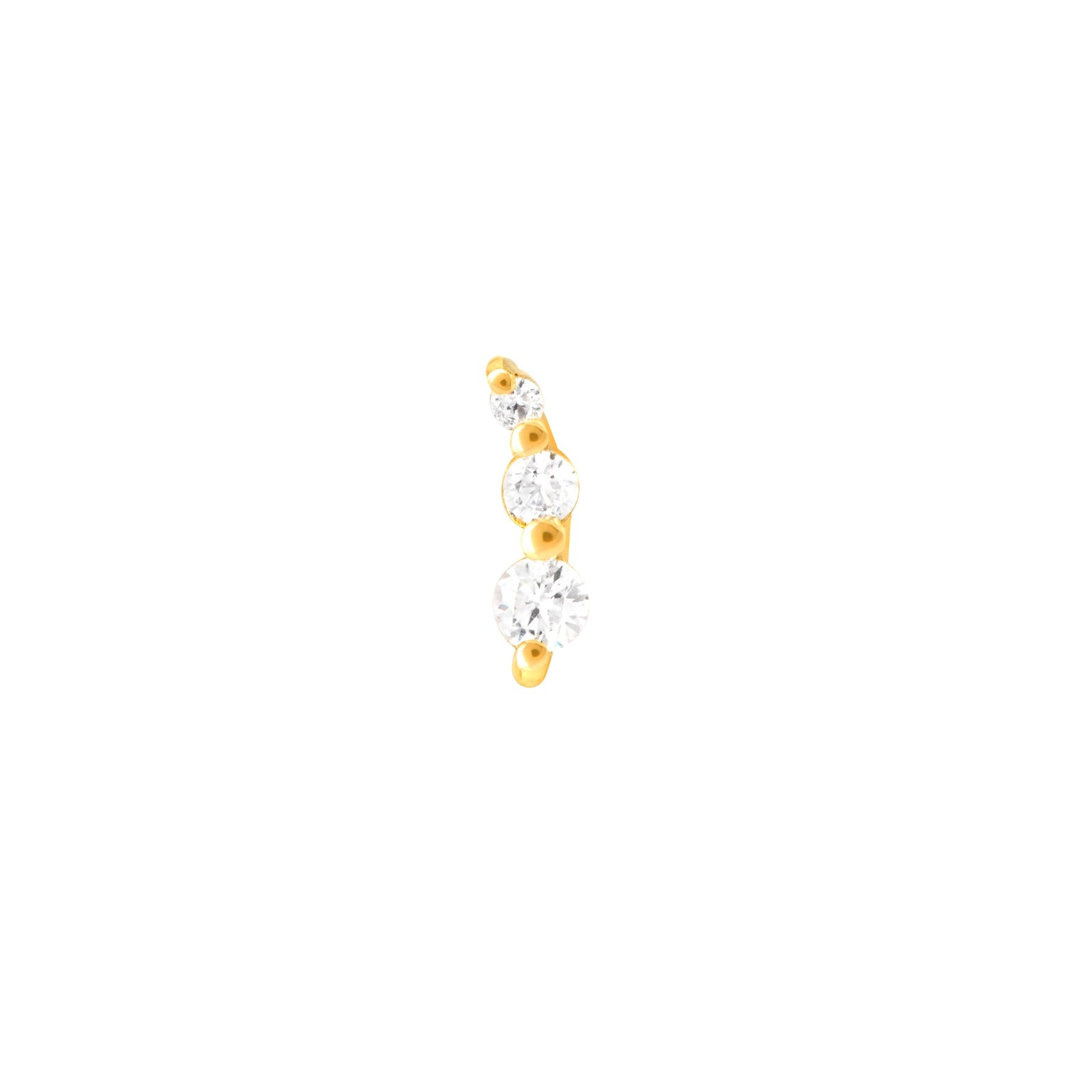18k Gold Plated Jewellery - Glimmer Crystal Barbell in Gold - Barbell Earring - Astrid & Miyu