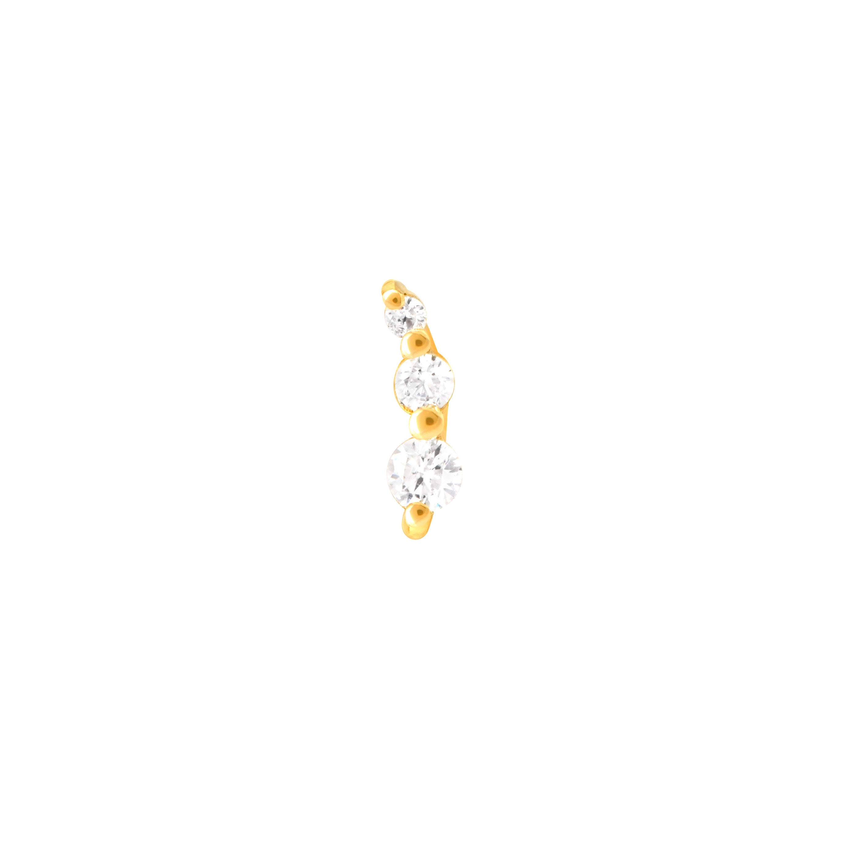 18k Gold Plated Jewellery - Glimmer Crystal Barbell in Gold - Barbell Earring - Astrid & Miyu
