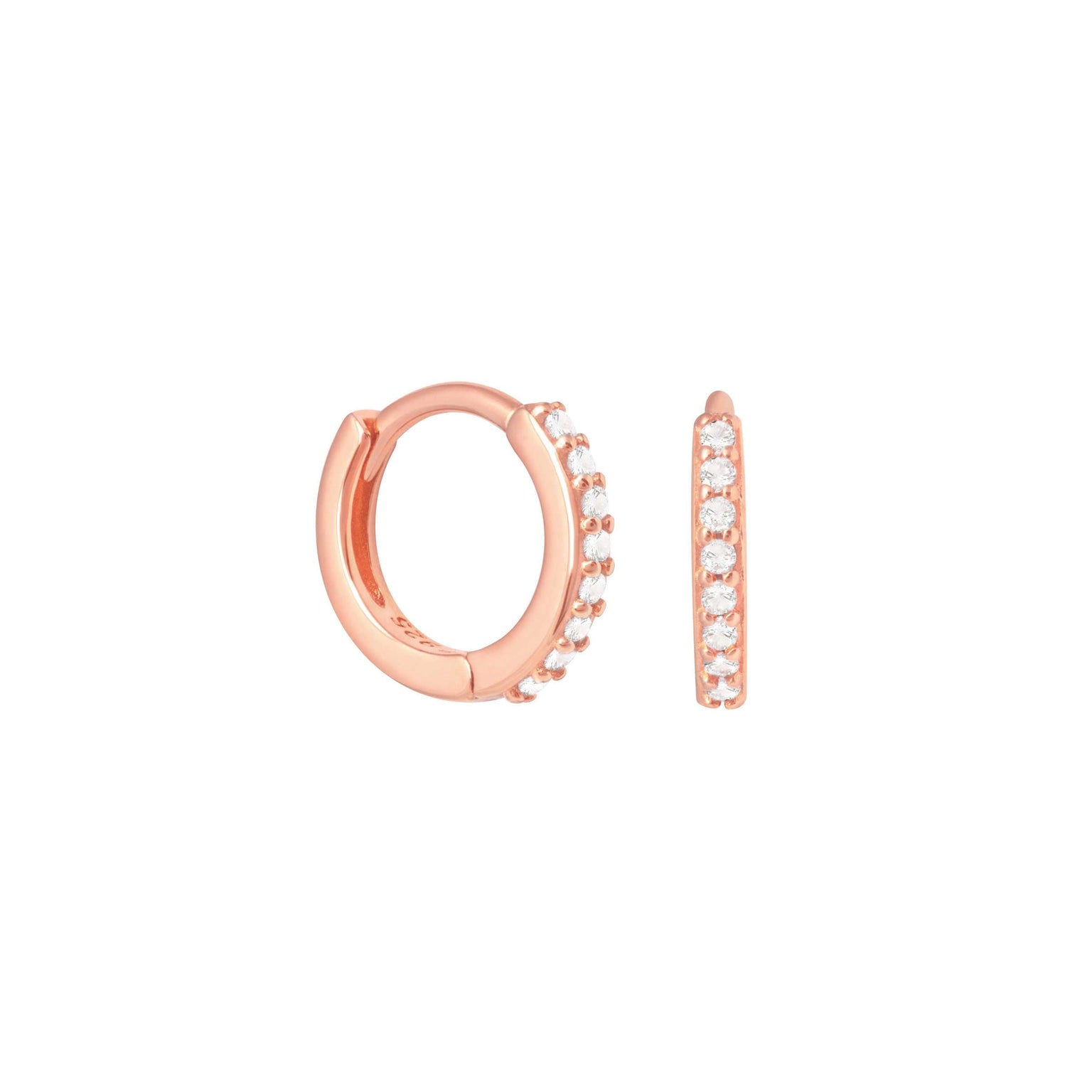 18k Rose Gold Plated Jewellery - April Birthstone Huggies in Rose Gold with Clear CZ - Huggies - Astrid & Miyu