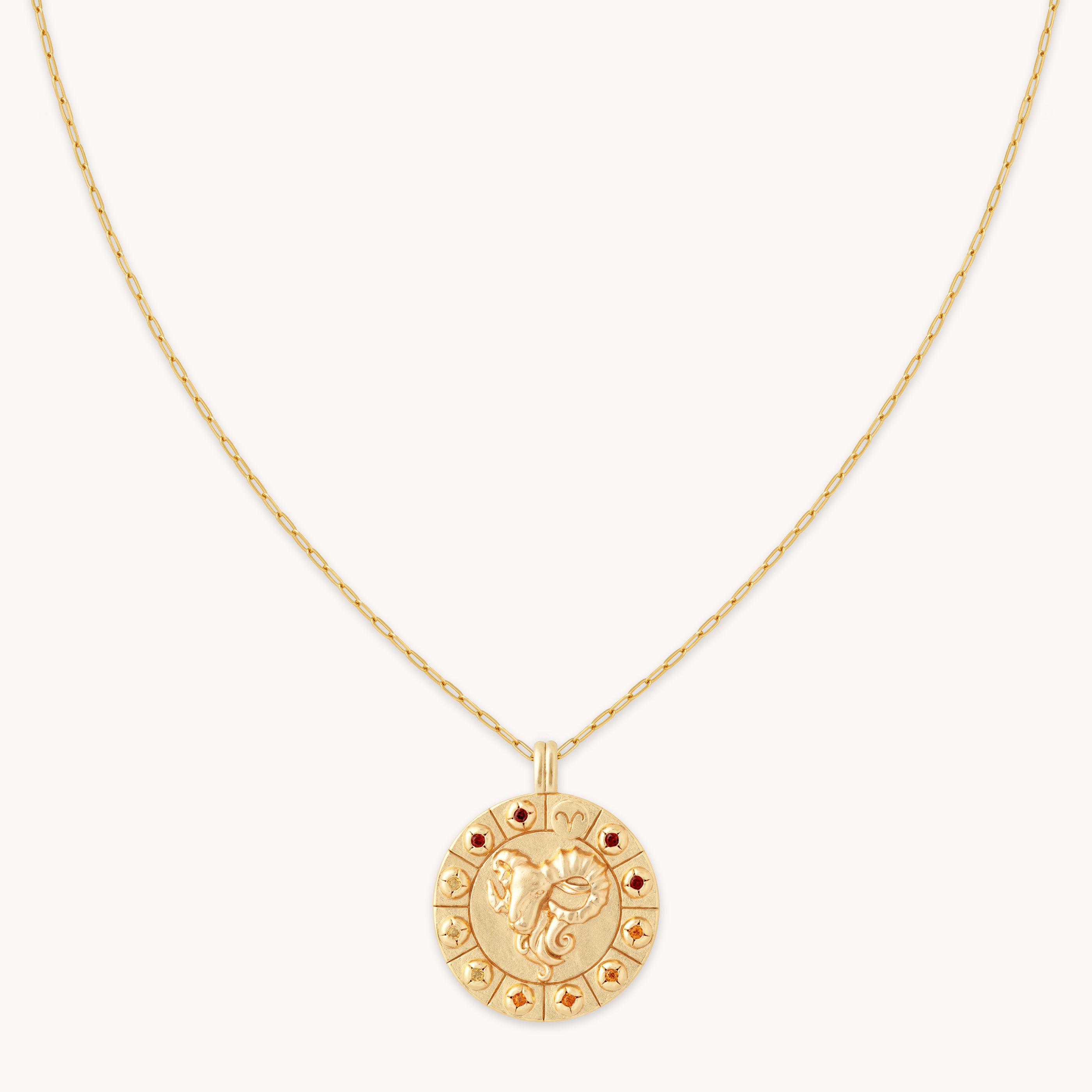 Aries Gold Zodiac Bold Pendant | Astrid & Miyu Necklaces