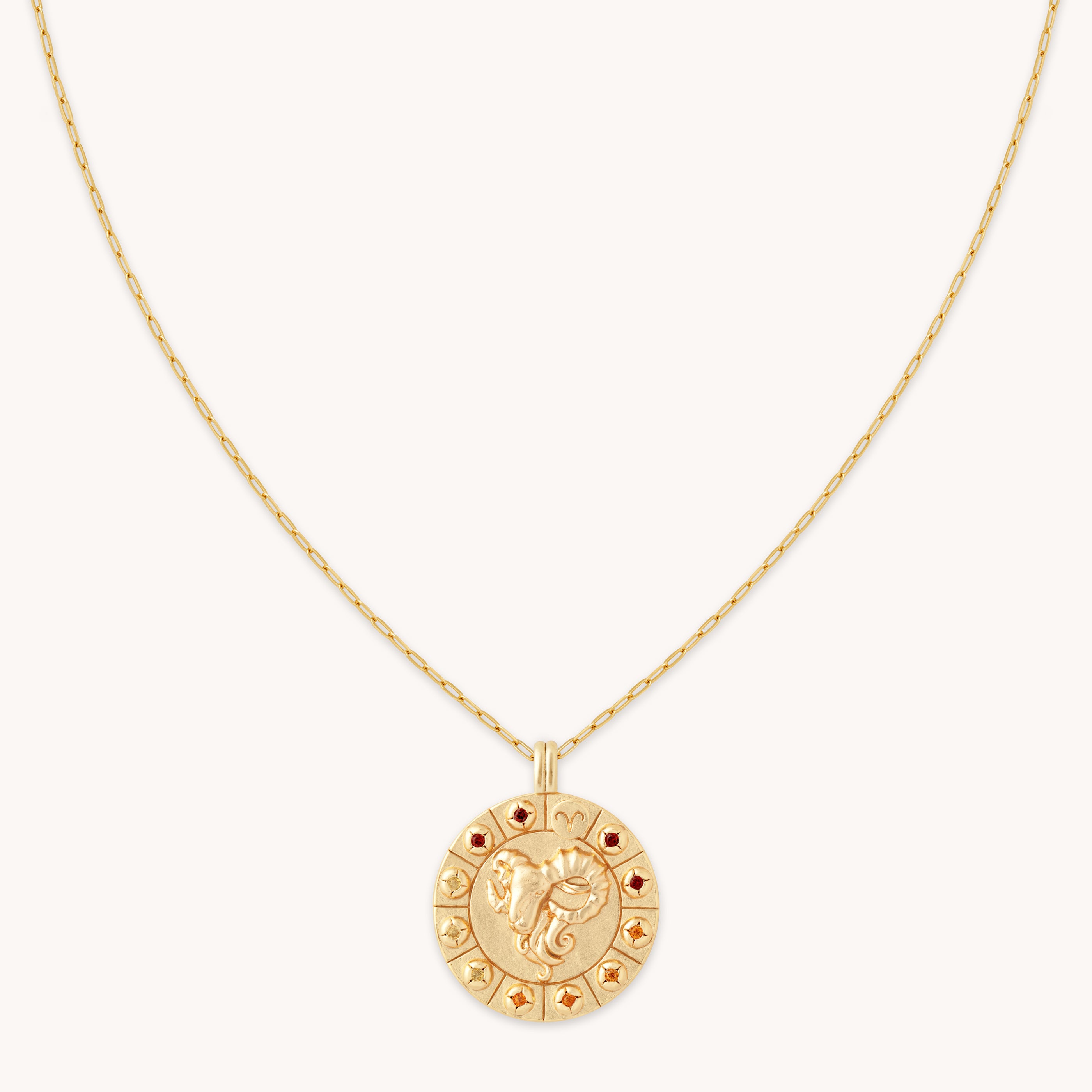 Aries Bold Zodiac Pendant Necklace in gold
