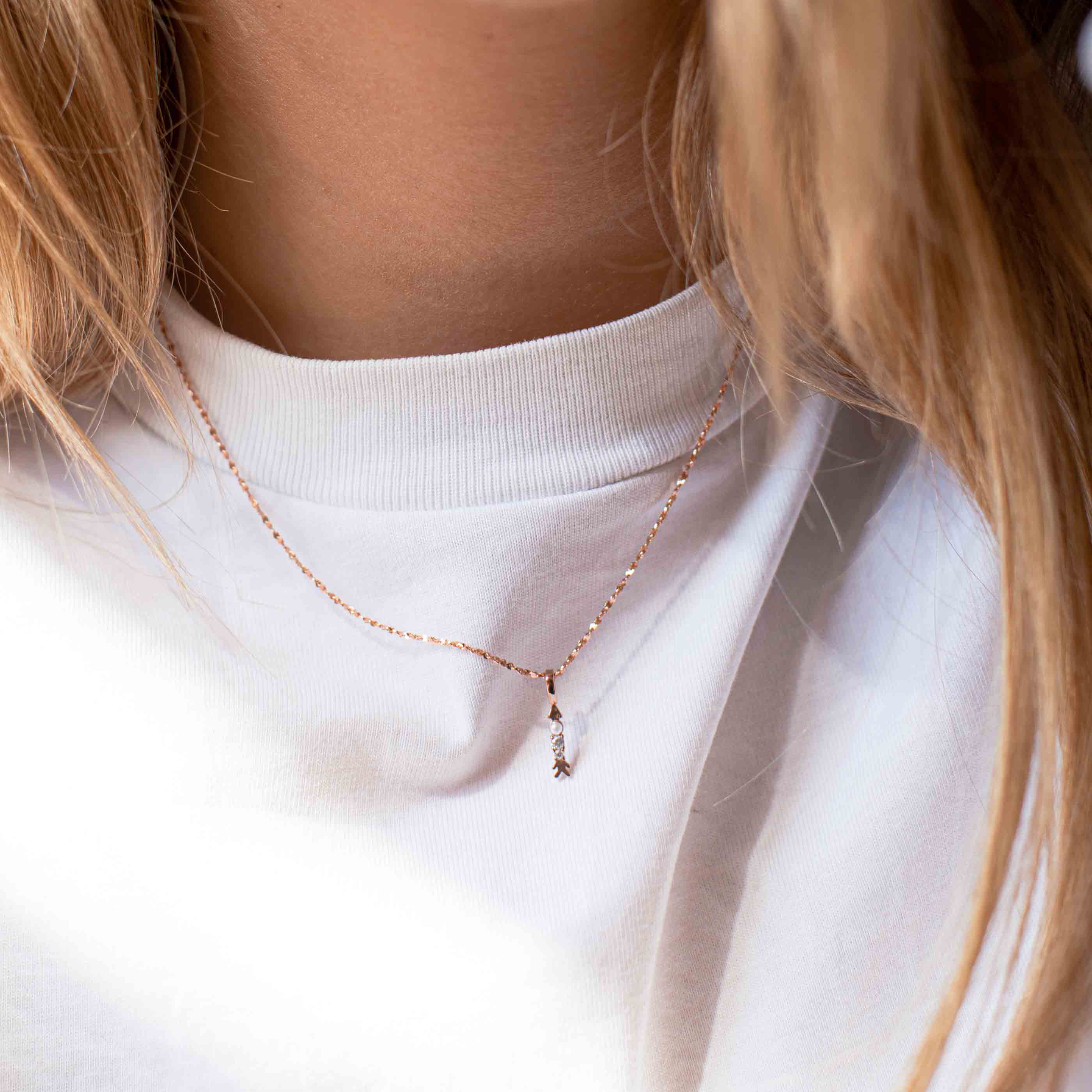 Arrow Necklace Charm in Gold on fine twist chain