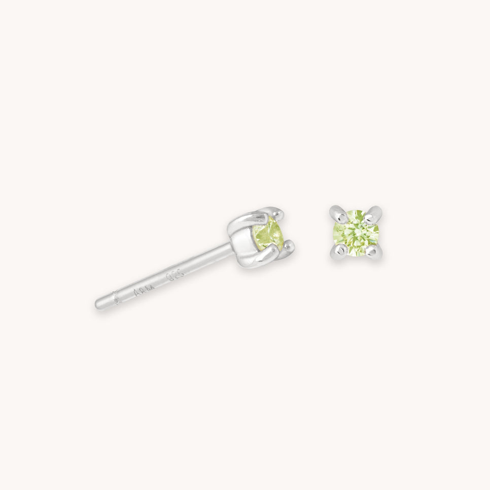 August Birthstone Stud Earrings in Silver with Peridot CZ