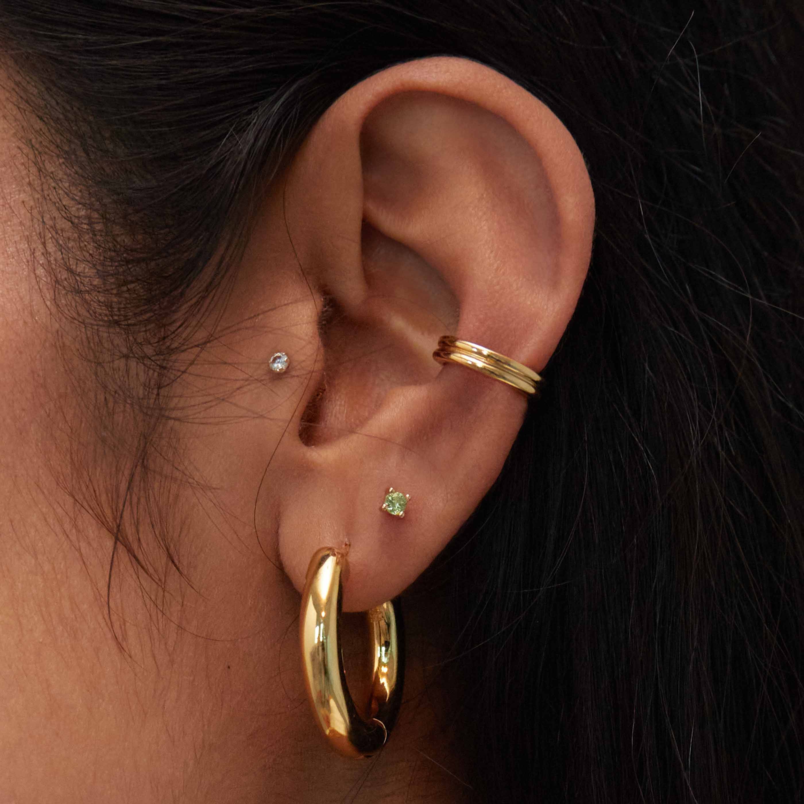 18k Gold Plated Jewellery - August Birthstone Stud Earrings in Gold with Peridot CZ - Stud Earrings - Astrid & Miyu