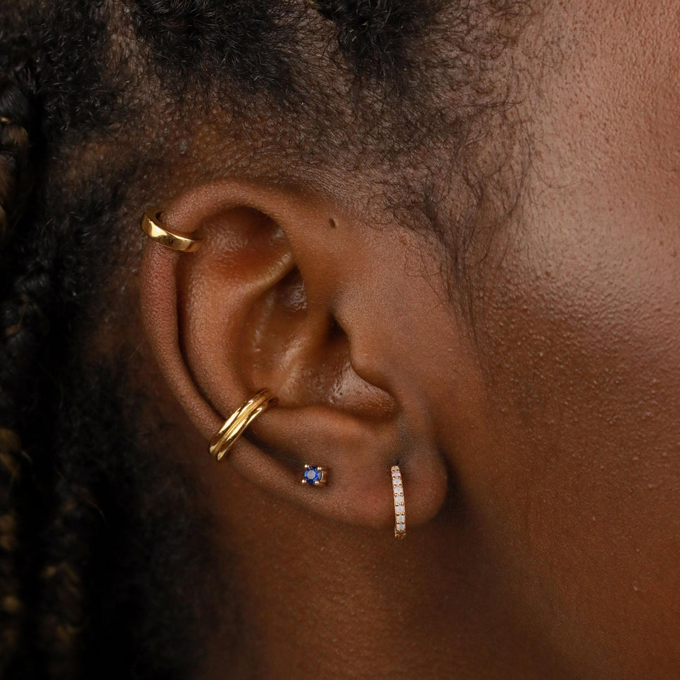 18k Gold Plated Jewellery - June Birthstone Huggies in Gold with Moonstone CZ - Huggies - Astrid & Miyu