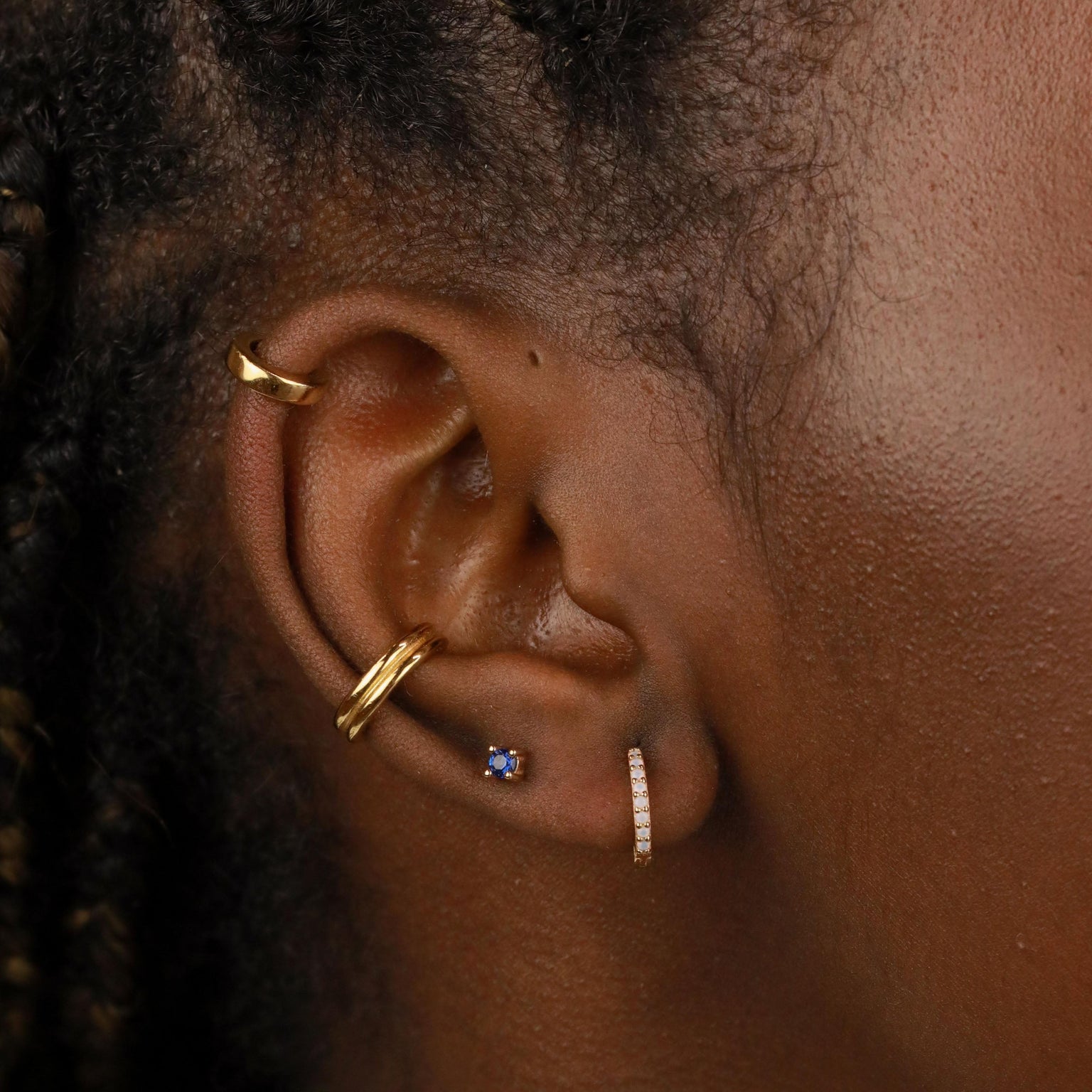 18k Gold Plated Jewellery - September Birthstone Stud Earrings in Gold with Sapphire CZ - Stud Earrings - Astrid & Miyu