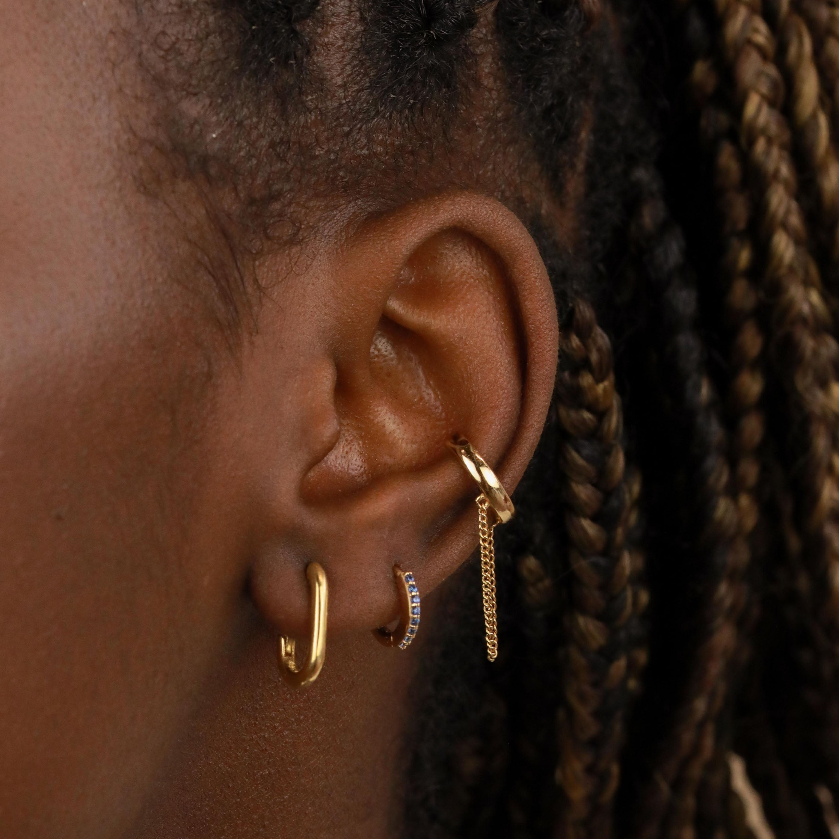 18k Gold Plated Jewellery - December Birthstone Huggies in Gold with Tanzanite CZ - Huggies - Astrid & Miyu