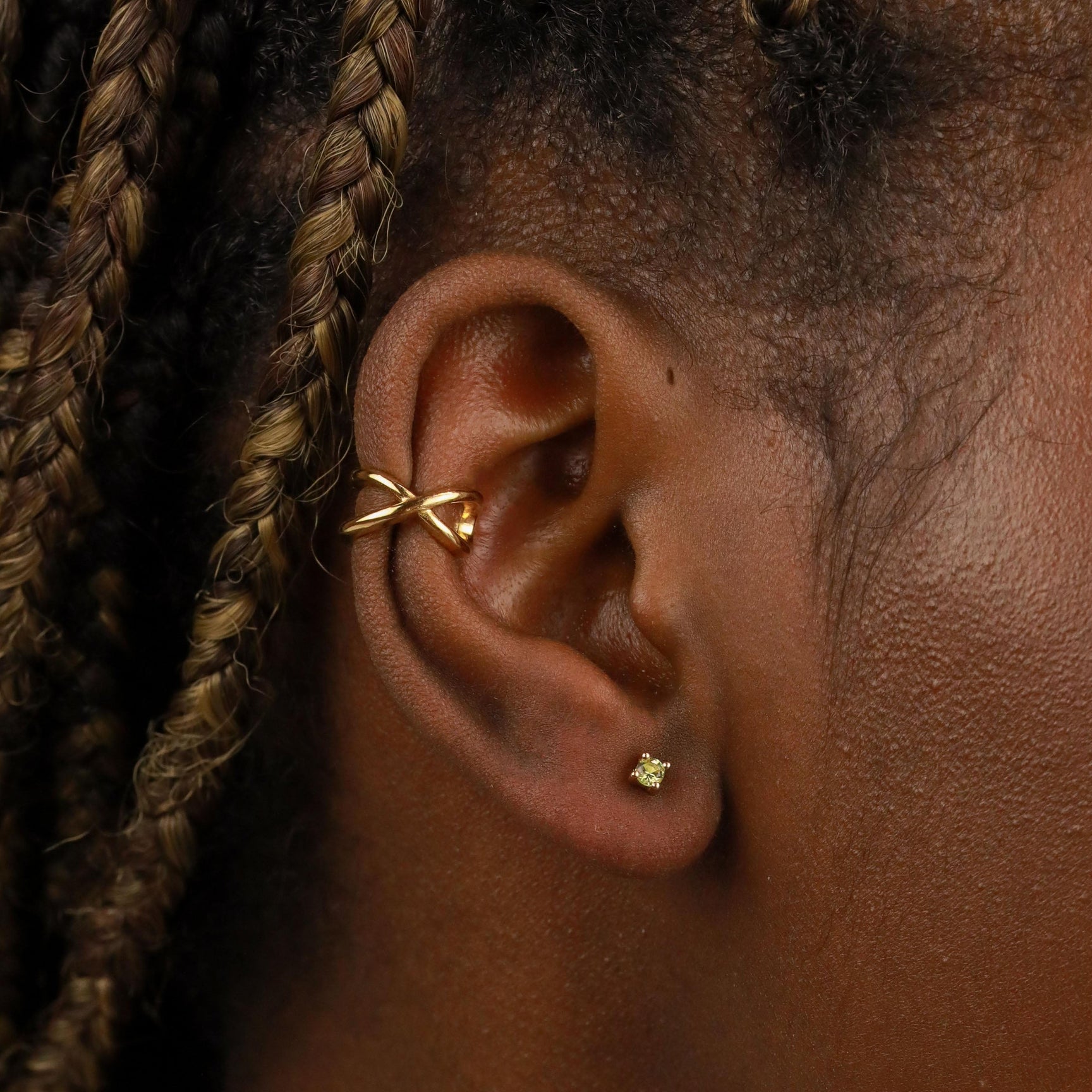 18k Gold Plated Jewellery - August Birthstone Stud Earrings in Gold with Peridot CZ - Stud Earrings - Astrid & Miyu