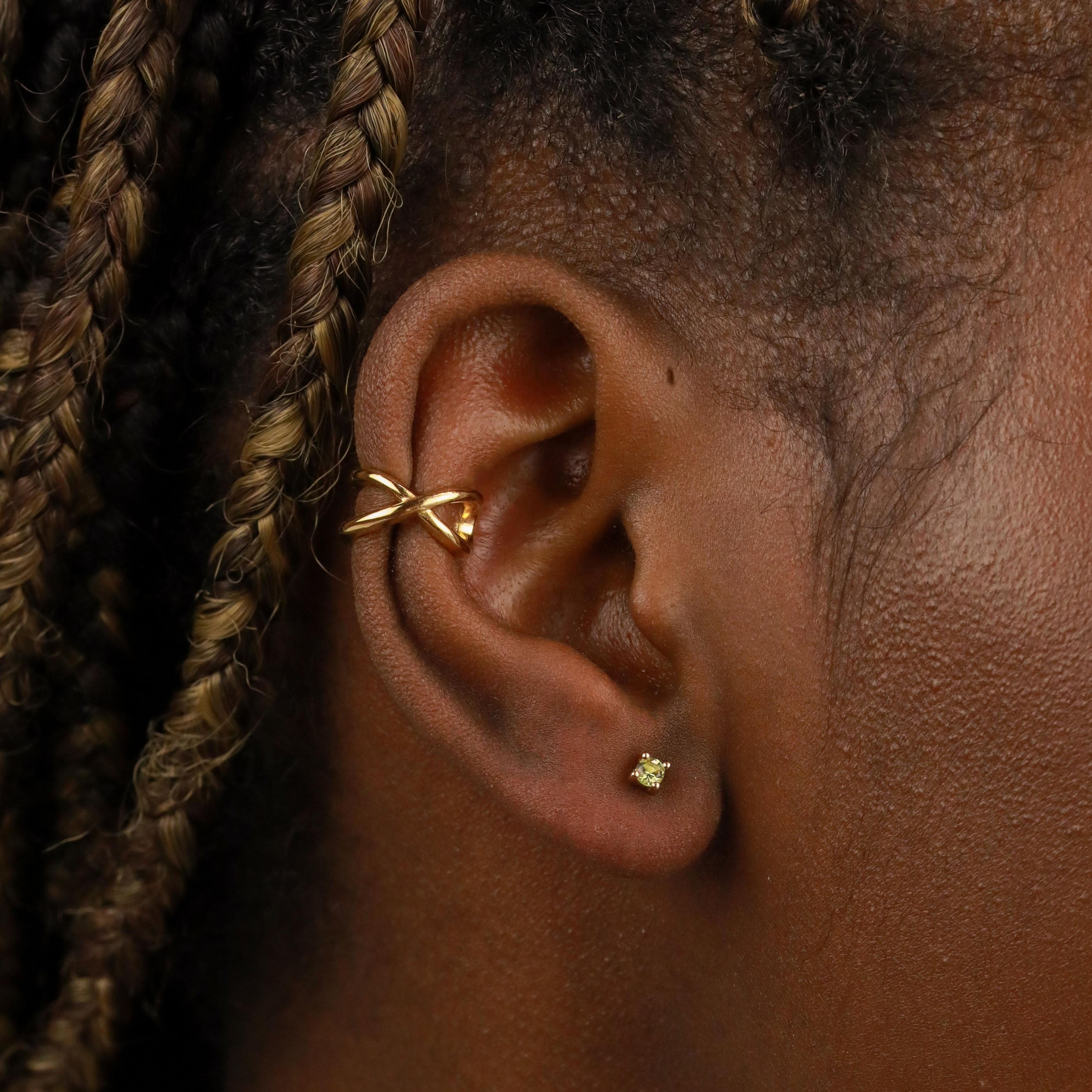 18k Gold Plated Jewellery - August Birthstone Stud Earrings in Gold with Peridot CZ - Stud Earrings - Astrid & Miyu