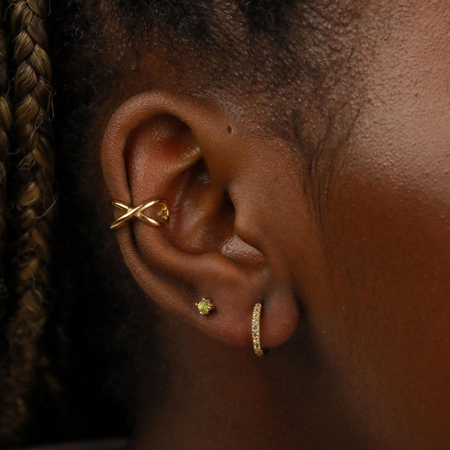 18k Gold Plated Jewellery - August Birthstone Stud Earrings in Gold with Peridot CZ - Stud Earrings - Astrid & Miyu