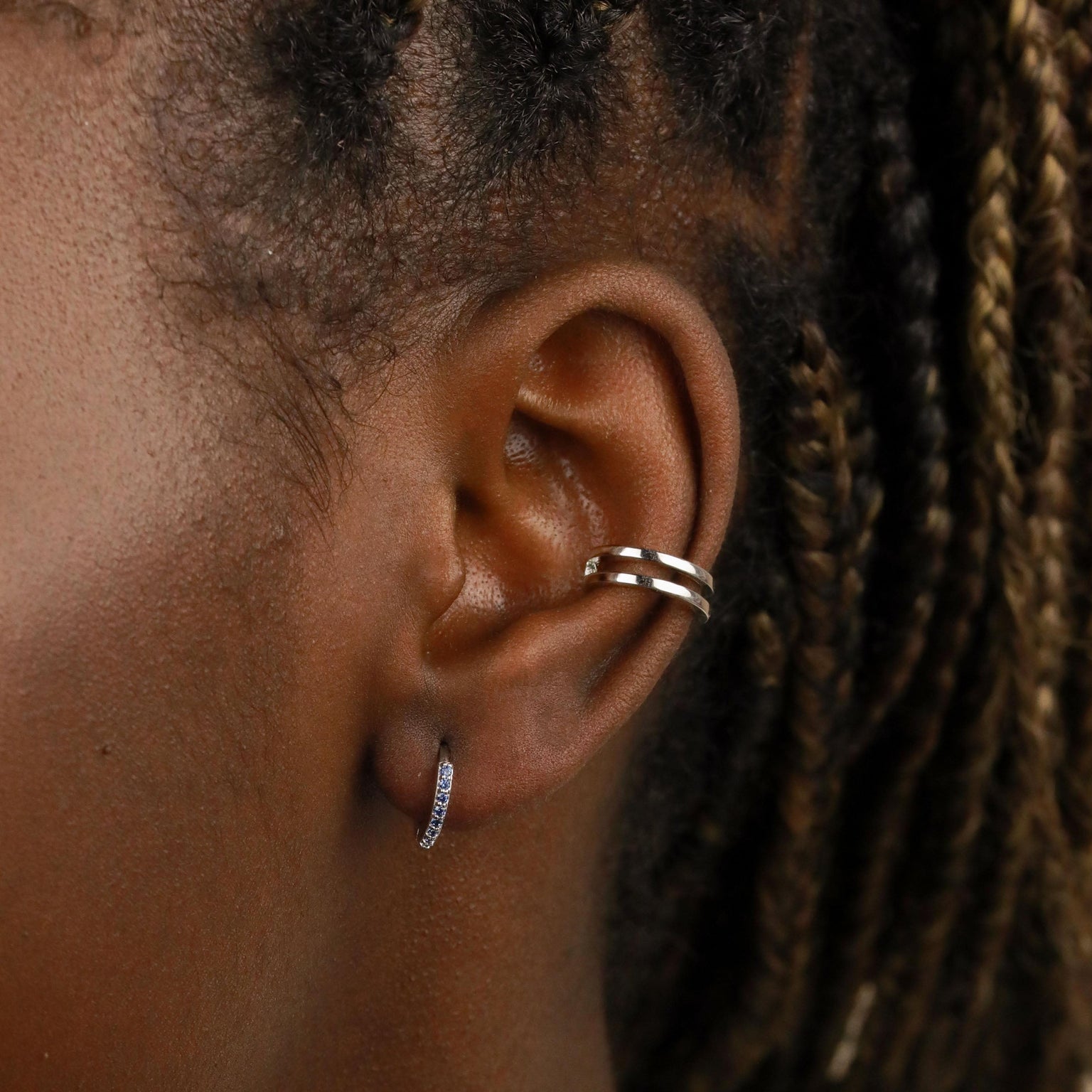 Birthstone Earrings - December Birthstone Huggies in Silver with Tanzanite CZ - Huggies - Astrid & Miyu