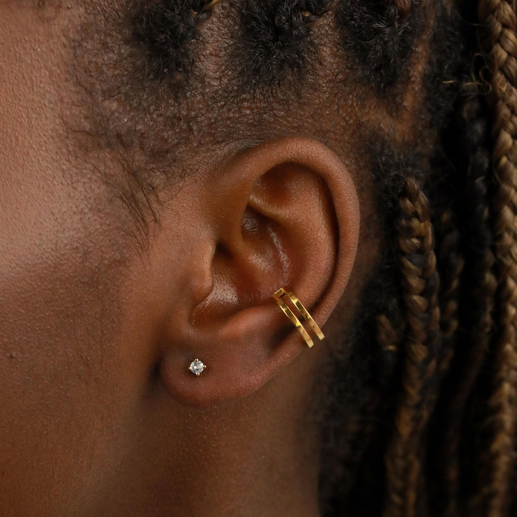 18k Gold Plated Jewellery - March Birthstone Stud Earrings in Gold with Aquamarine CZ - Stud Earrings - Astrid & Miyu