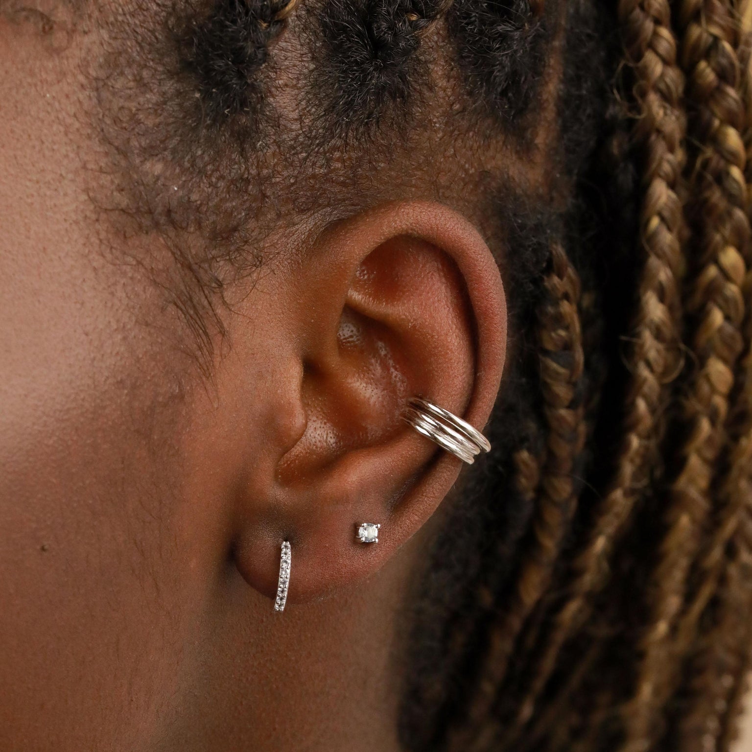 Birthstone Stud Earrings In Silver - March Birthstone Stud Earrings in Silver with Aquamarine CZ - Stud Earrings - Astrid & Miyu