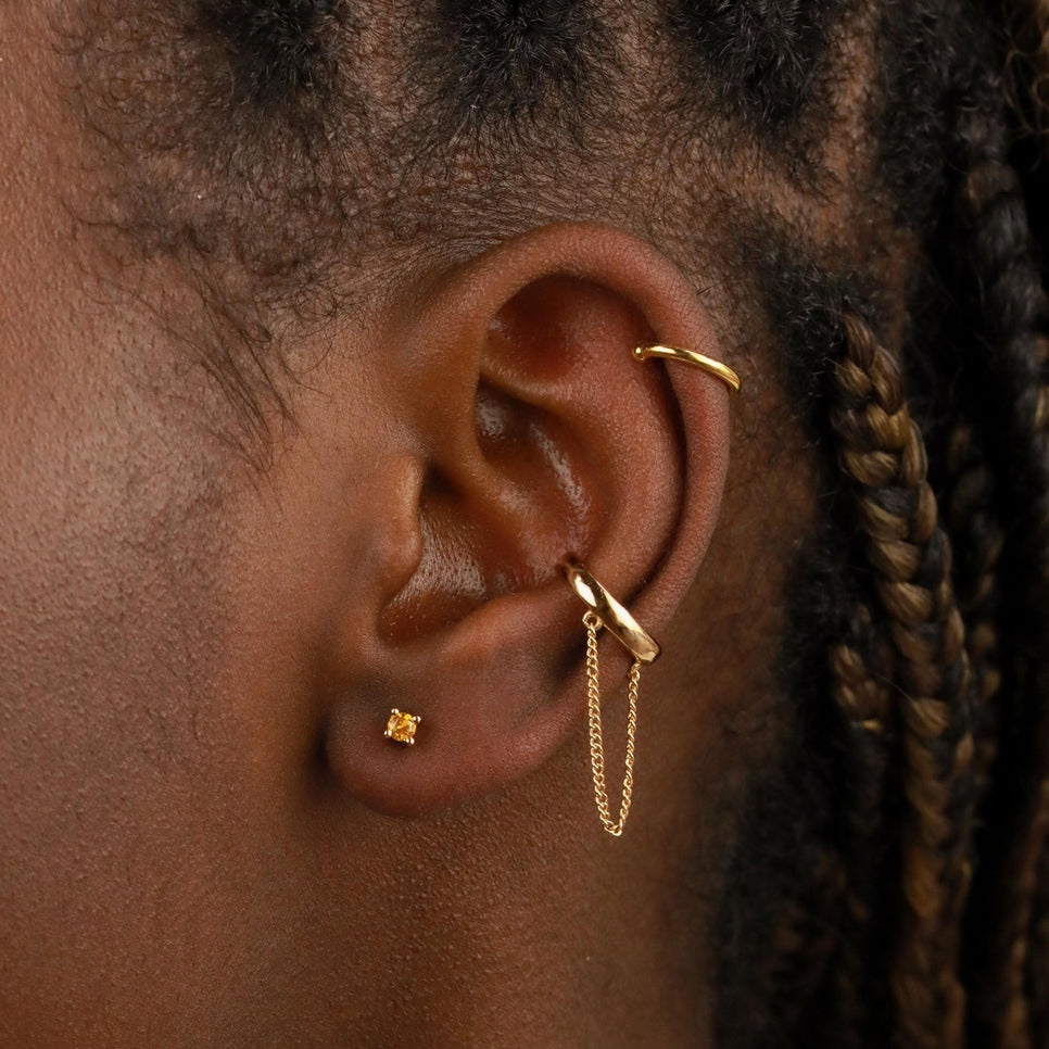 18k Gold Plated Jewellery - November Birthstone Stud Earrings in Gold with Citrine CZ - Stud Earrings - Astrid & Miyu