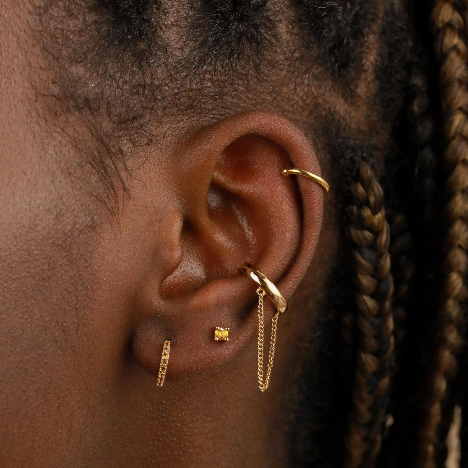 18k Gold Plated Jewellery - November Birthstone Huggies in Gold with Citrine CZ - Huggies - Astrid & Miyu