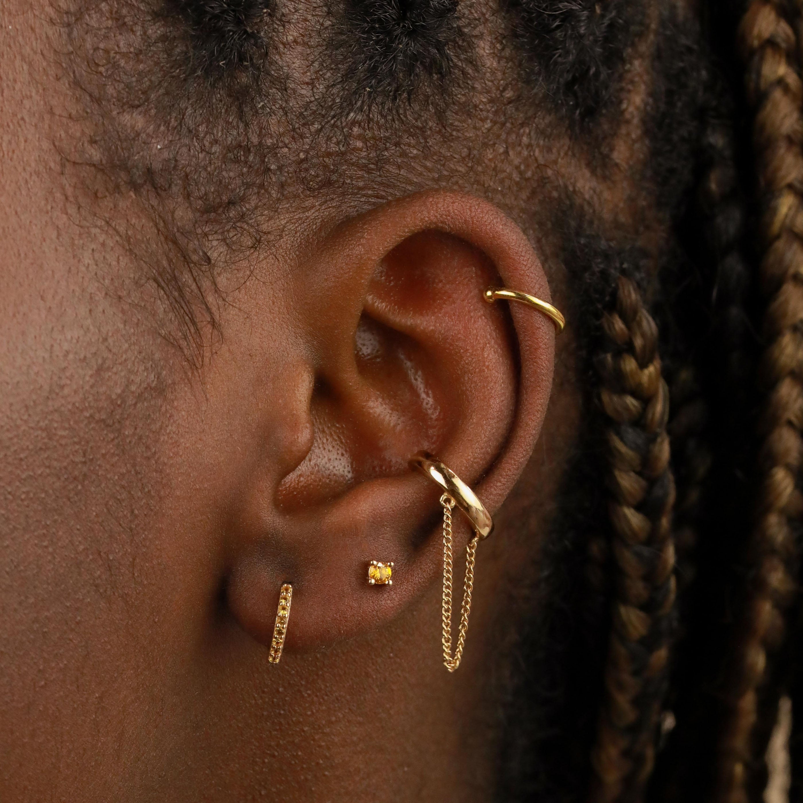 18k Gold Plated Jewellery - November Birthstone Huggies in Gold with Citrine CZ - Huggies - Astrid & Miyu