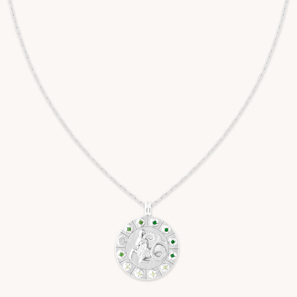 Capricorn Bold Zodiac Pendant Necklace in silver