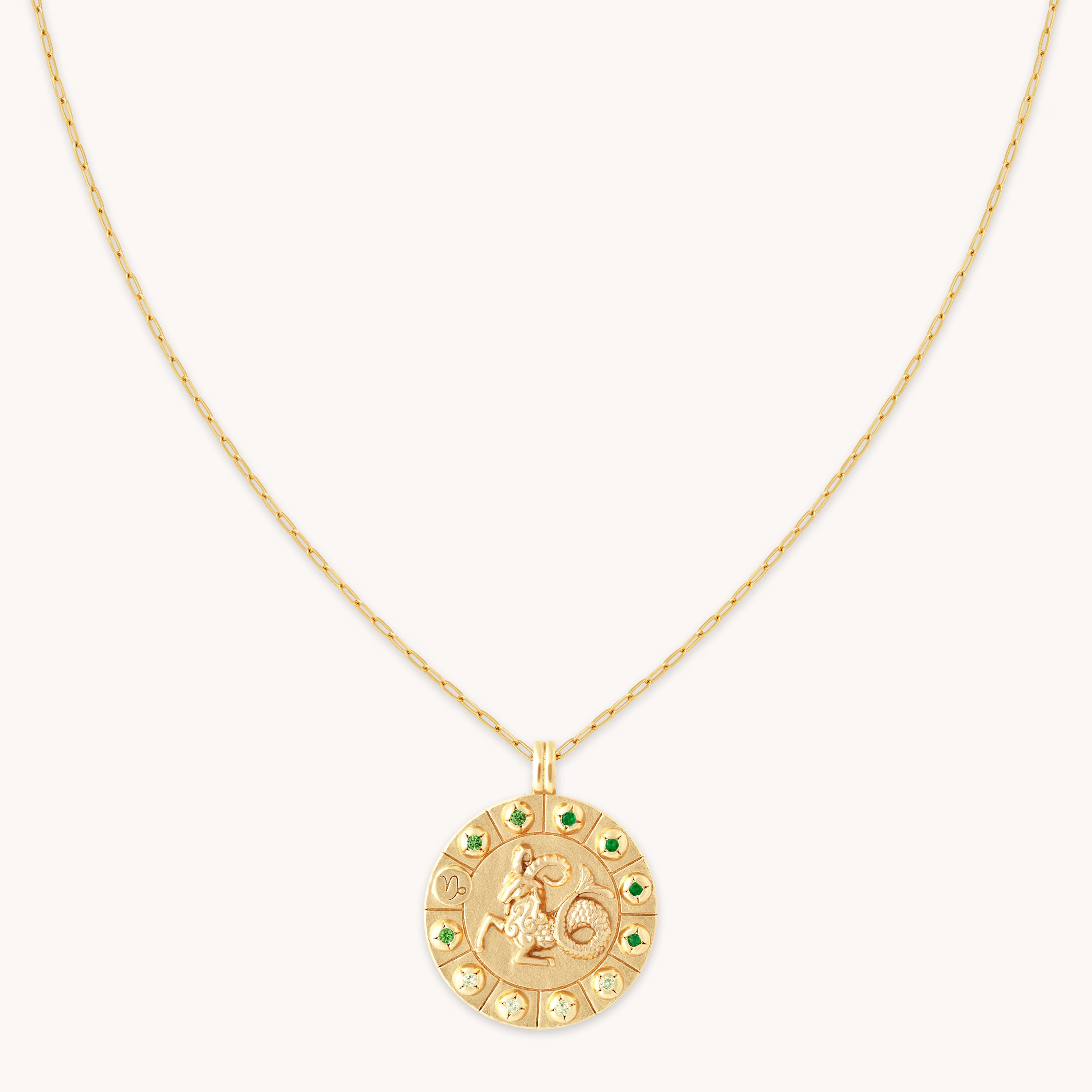 Capricorn Bold Zodiac Pendant Necklace in Gold