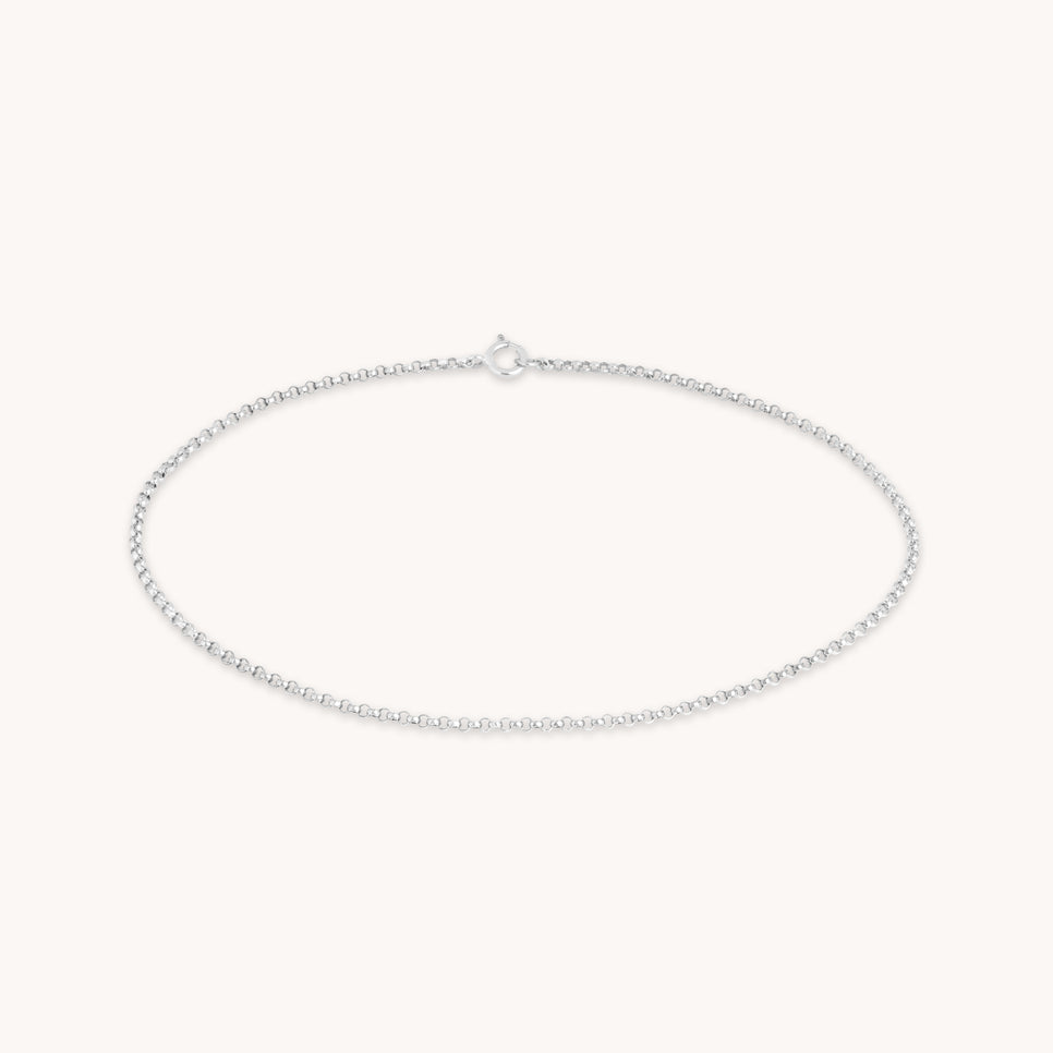 Chelsea Chain Anklet in Solid White Gold