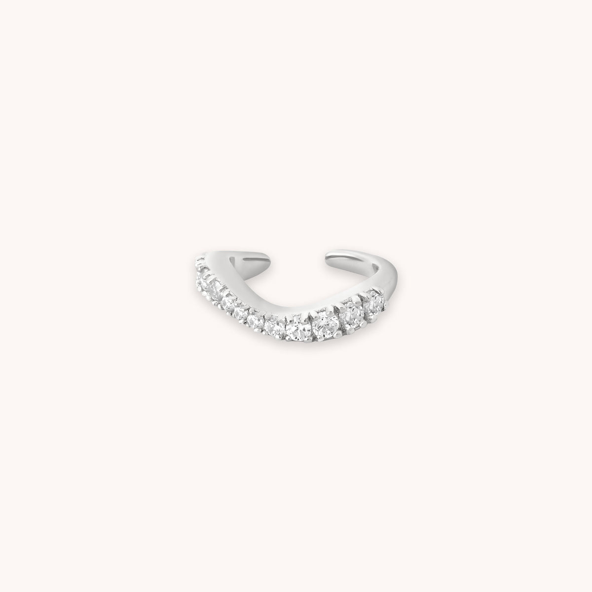 Wave Crystal Ear Cuff in Silver Cut Out