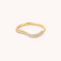 18k Gold Plated Jewellery - Wave Crystal Ring in Gold - Rings - Astrid & Miyu
