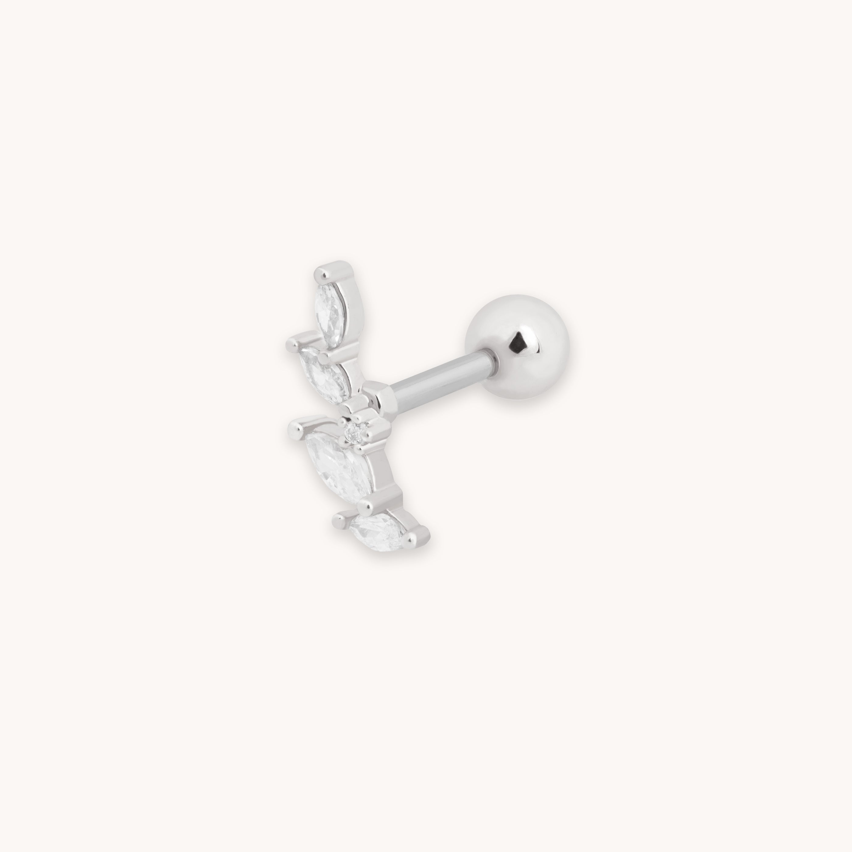 Crystal Barbell in Silver