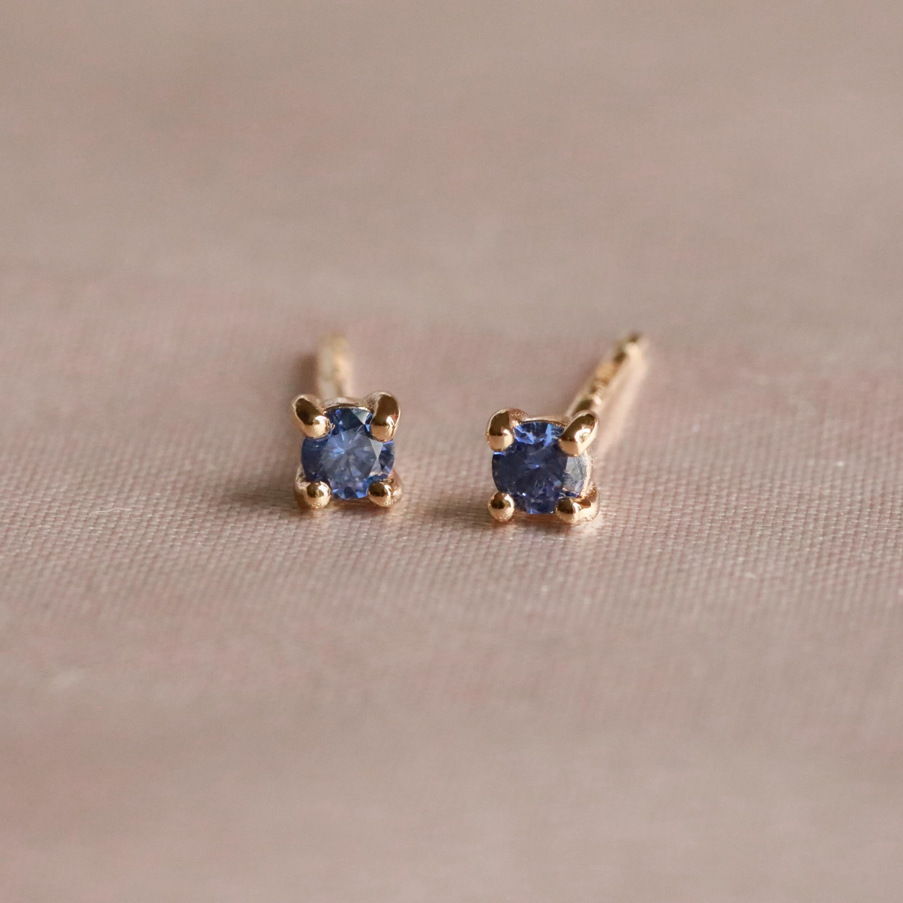 18k Gold Plated Jewellery - December Birthstone Stud Earrings in Gold with Tanzanite CZ - Stud Earrings - Astrid & Miyu