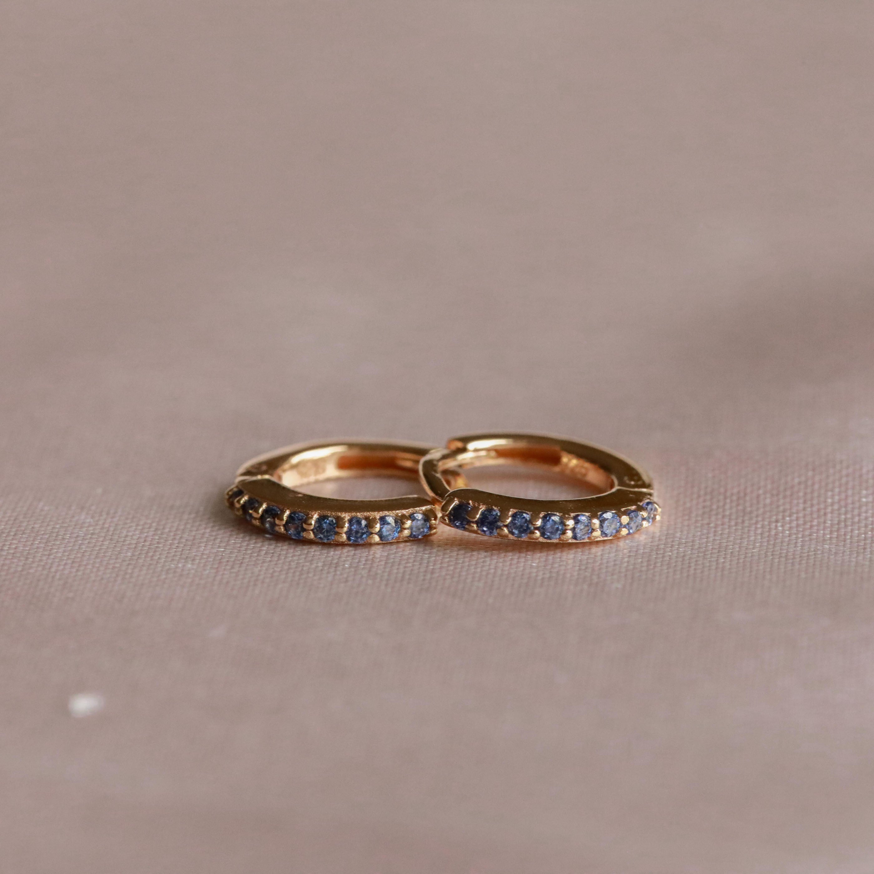 18k Gold Plated Jewellery - December Birthstone Huggies in Gold with Tanzanite CZ - Huggies - Astrid & Miyu