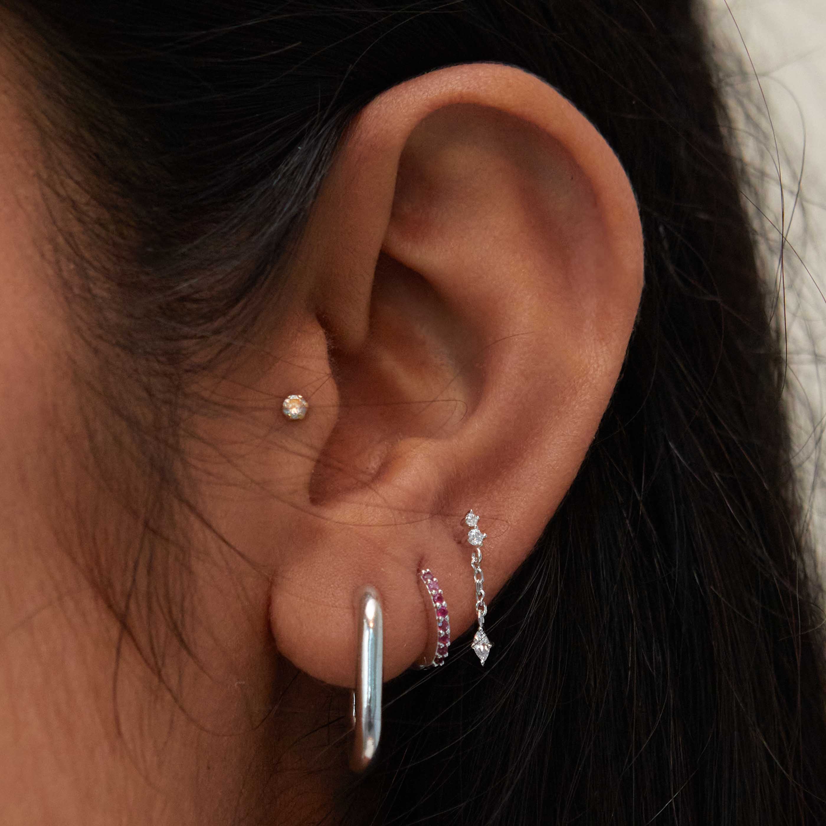 Birthstone Earrings - February Birthstone Huggies in Silver with Amethyst CZ - Huggies - Astrid & Miyu