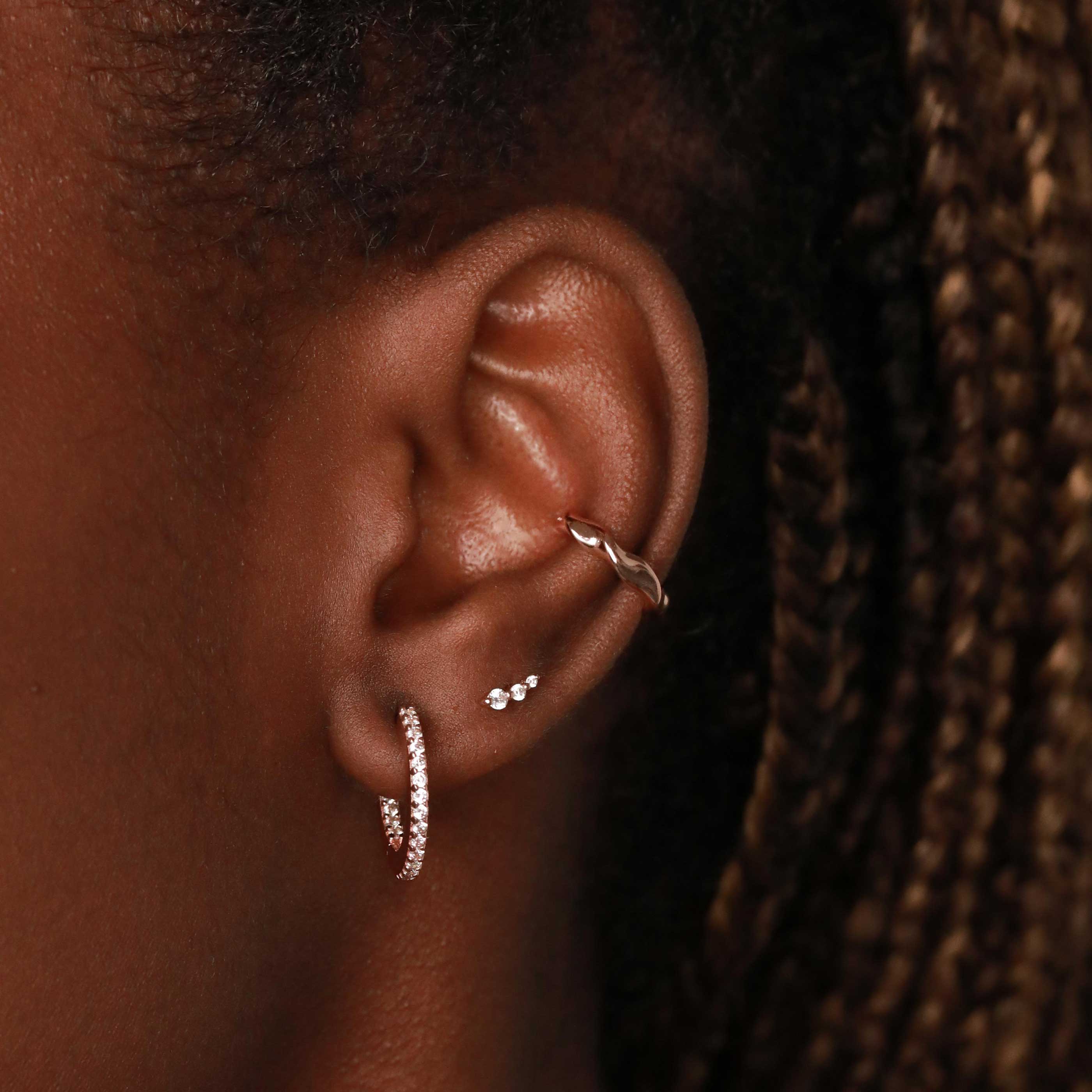 18k Rose Gold Plated Jewellery - Glimmer Crystal Barbell in Rose Gold - Barbell Earring - Astrid & Miyu