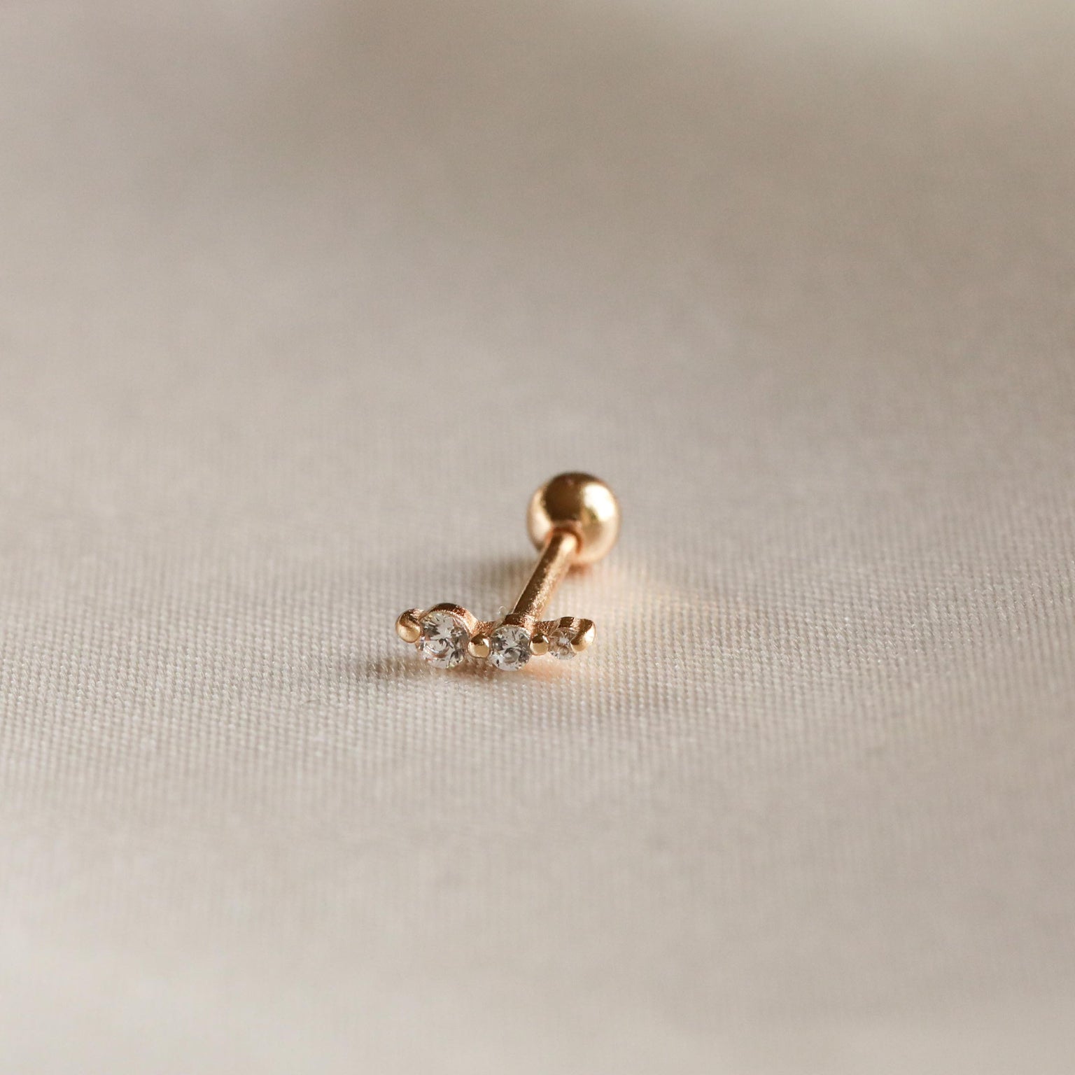 18k Gold Plated Jewellery - Glimmer Crystal Barbell in Gold - Barbell Earring - Astrid & Miyu